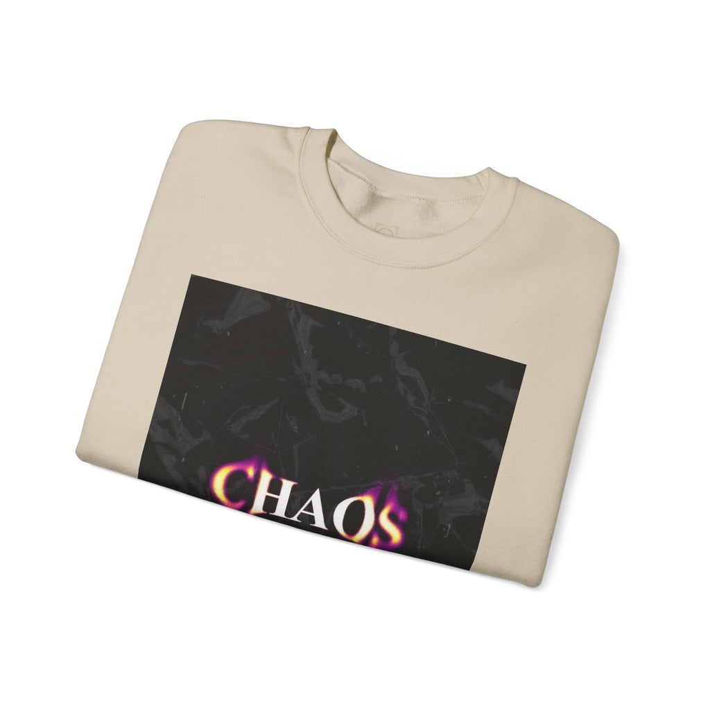 Chaos Graphic Crewneck Sweatshirt — "CHAOS in my mind" Gothic Wing Design
