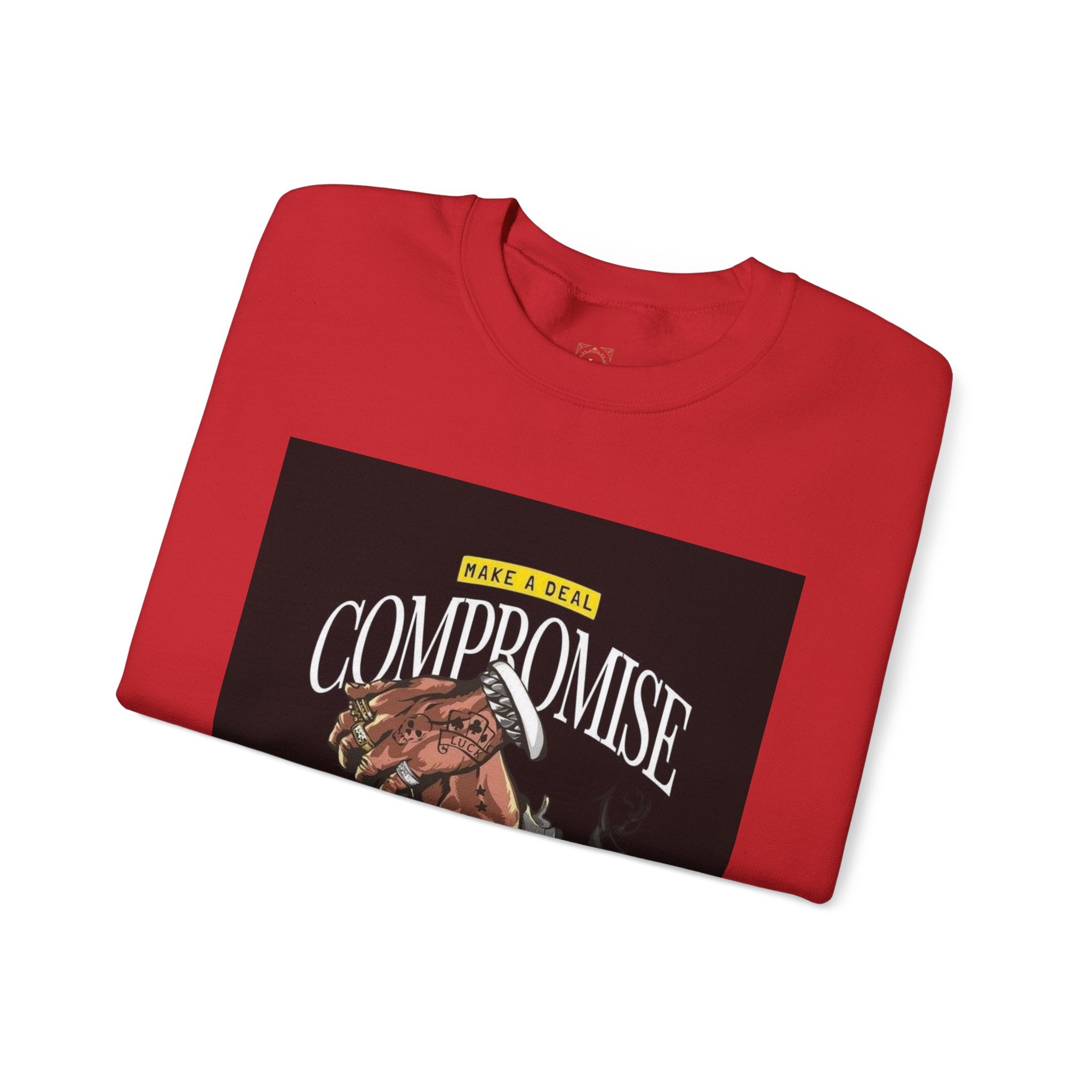 Compromise Graphic Sweatshirt — Vintage Handshake & Revolver Design