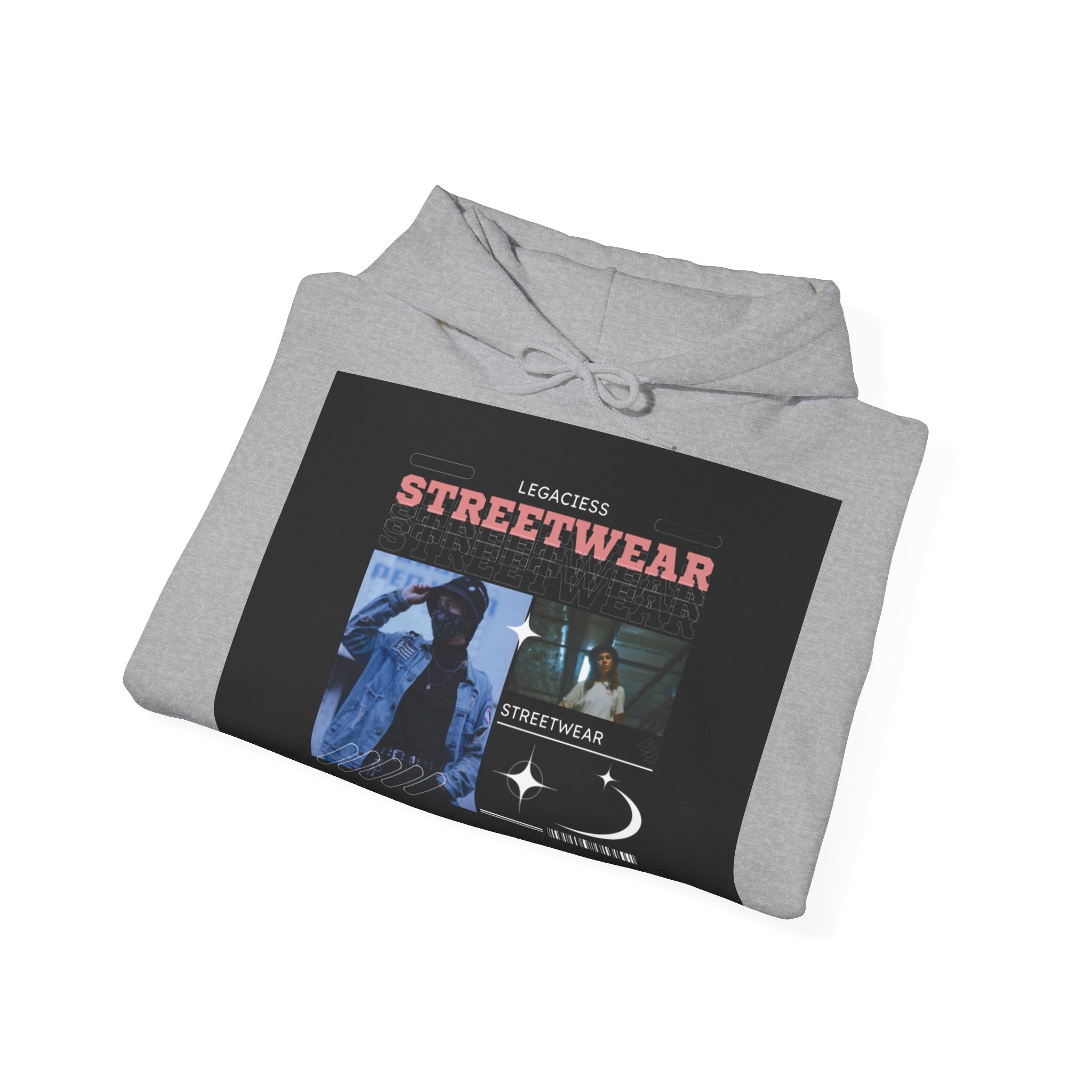 Streetwear Collage Hoodie — Retro Urban Graphic Sweatshirt