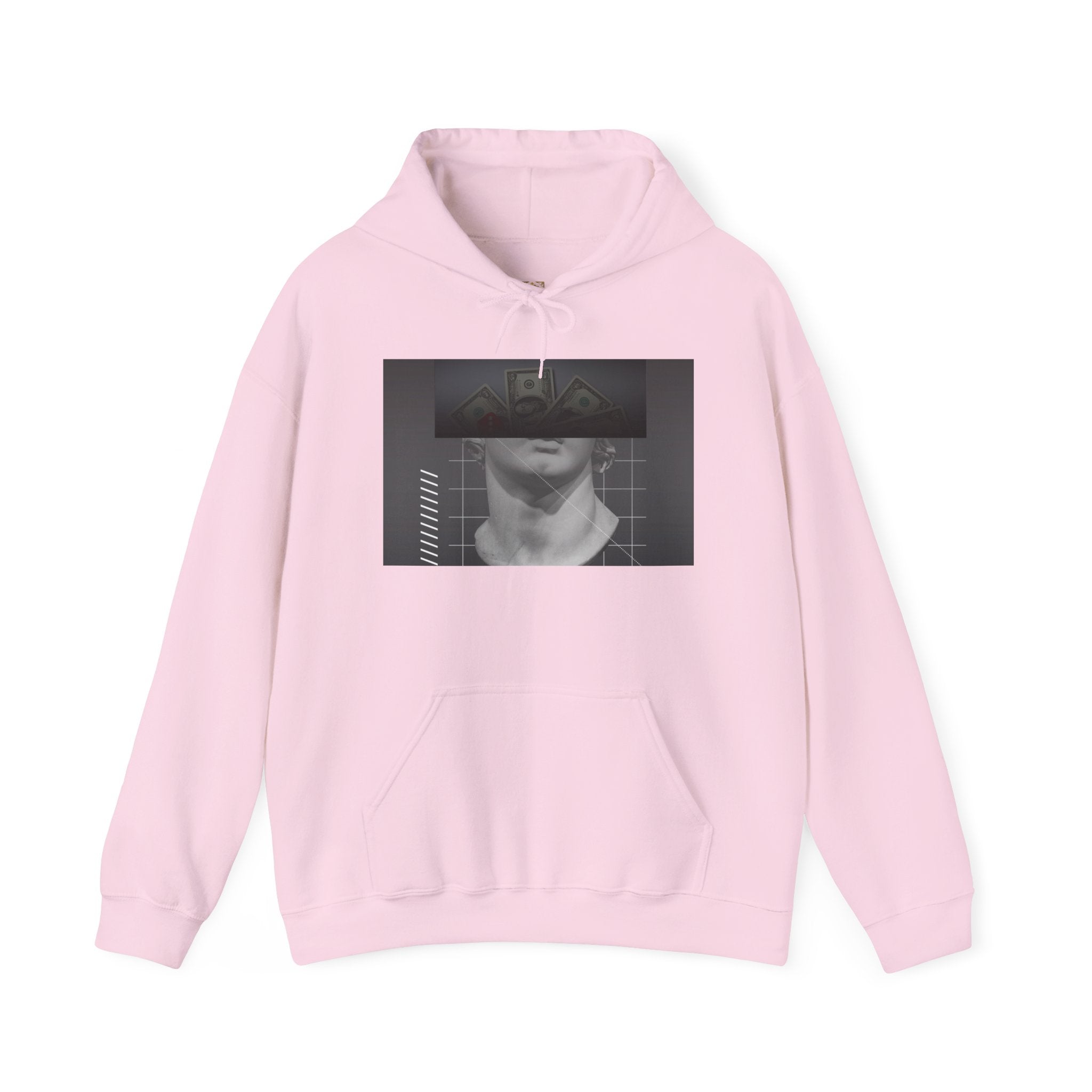Graphic Hoodie — Black & White Glitch Portrait Hoodie