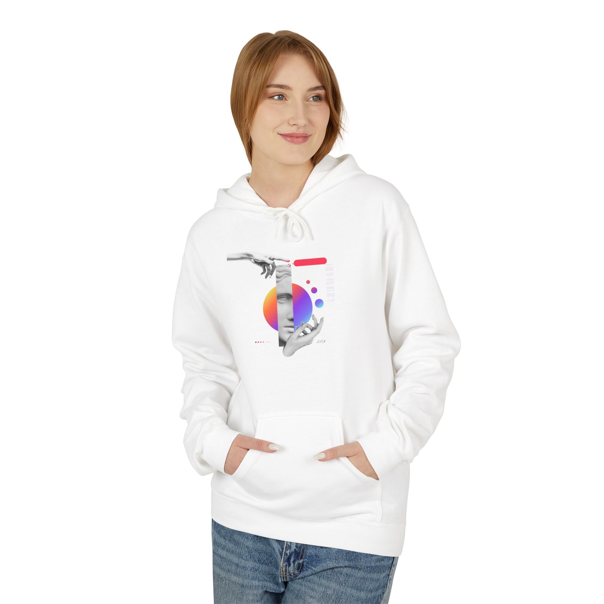 Hoodie — Abstract Hands & Gradient Orb Art Sweatshirt