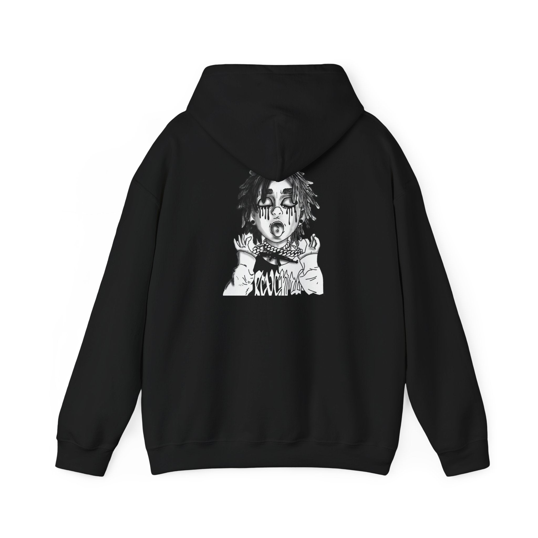 Horror Manga Hoodie — Black & White Creepy Portrait Pullover