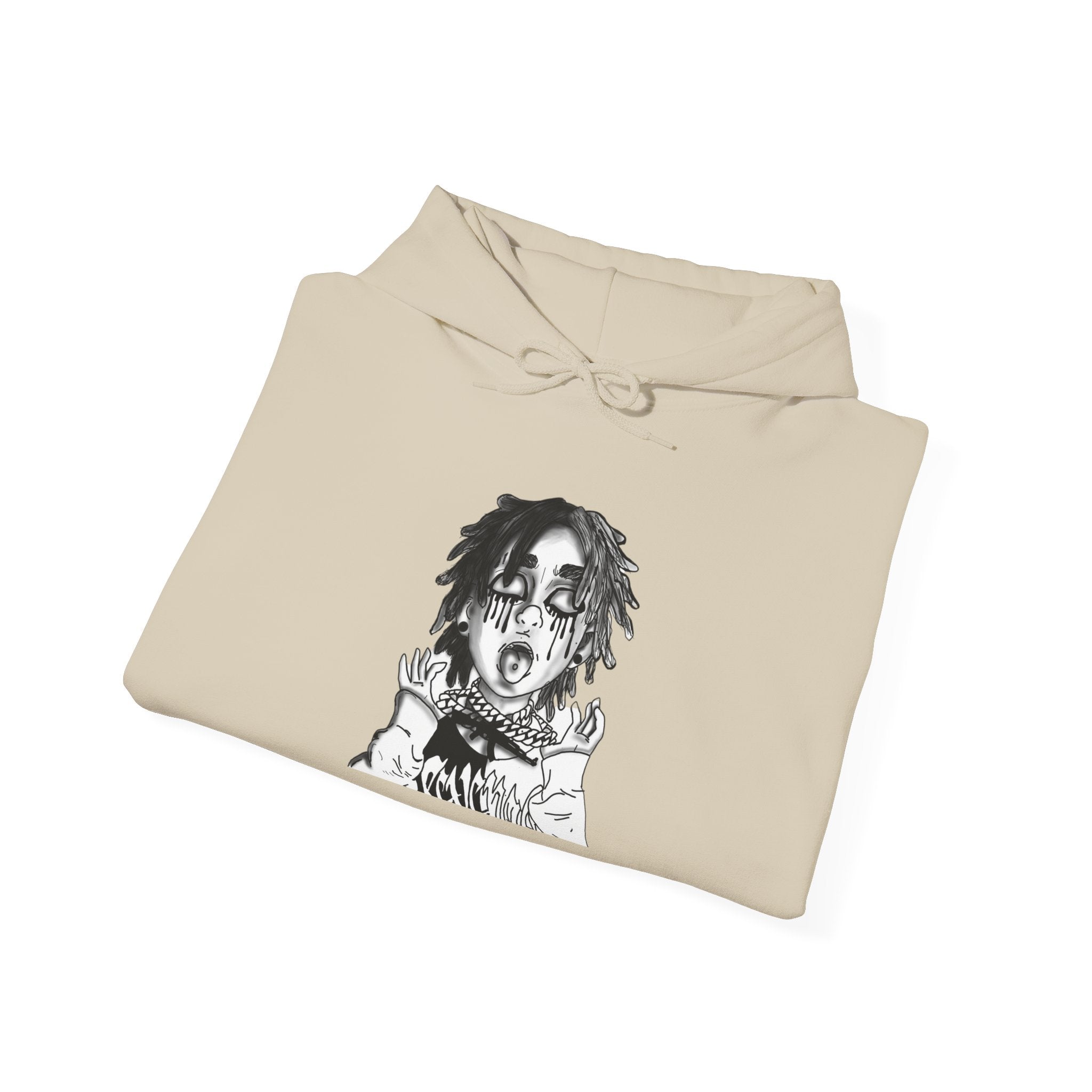 Horror Manga Hoodie — Black & White Creepy Portrait Pullover