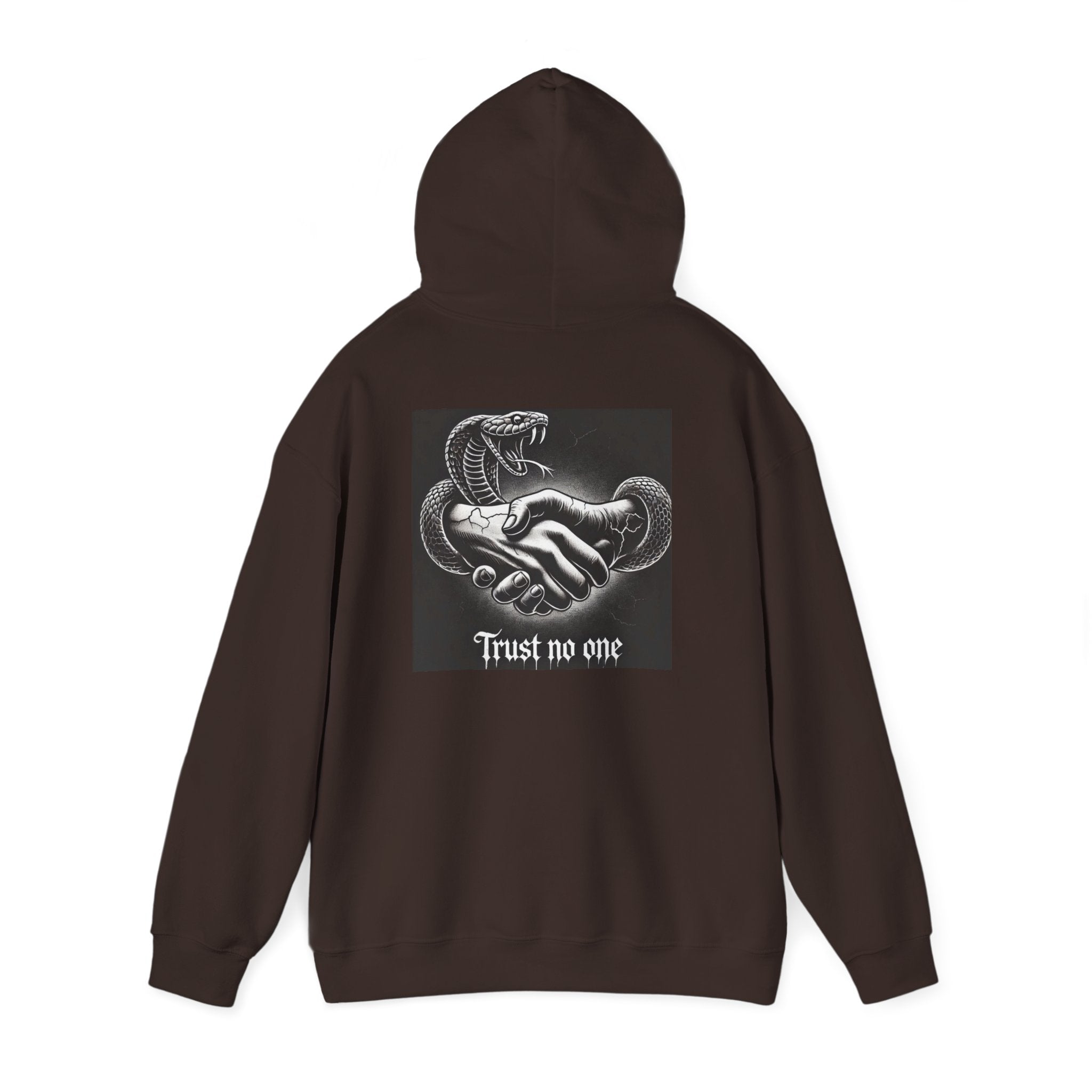 Trust No One Hoodie — Snake Handshake Graphic Hoodie