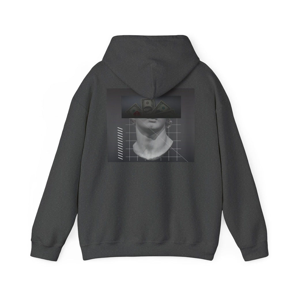 Graphic Hoodie — Black & White Glitch Portrait Hoodie