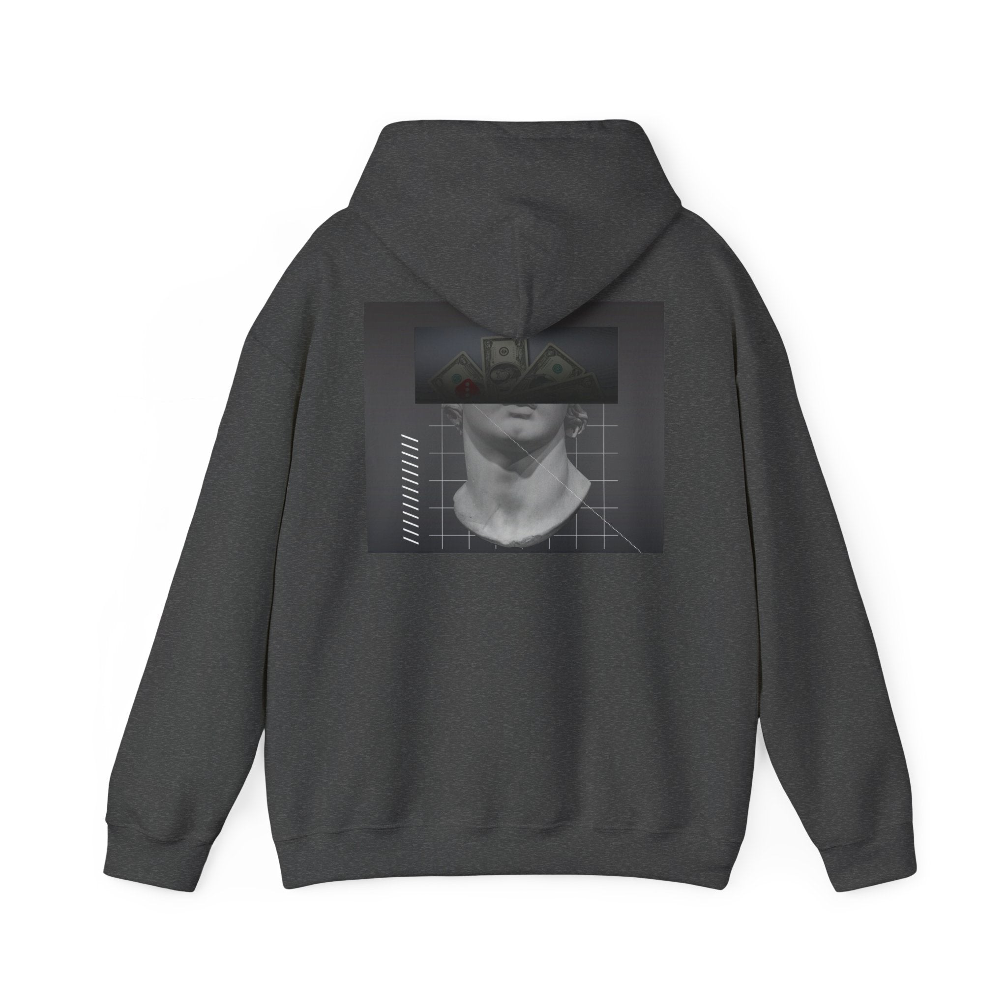 Graphic Hoodie — Black & White Glitch Portrait Hoodie