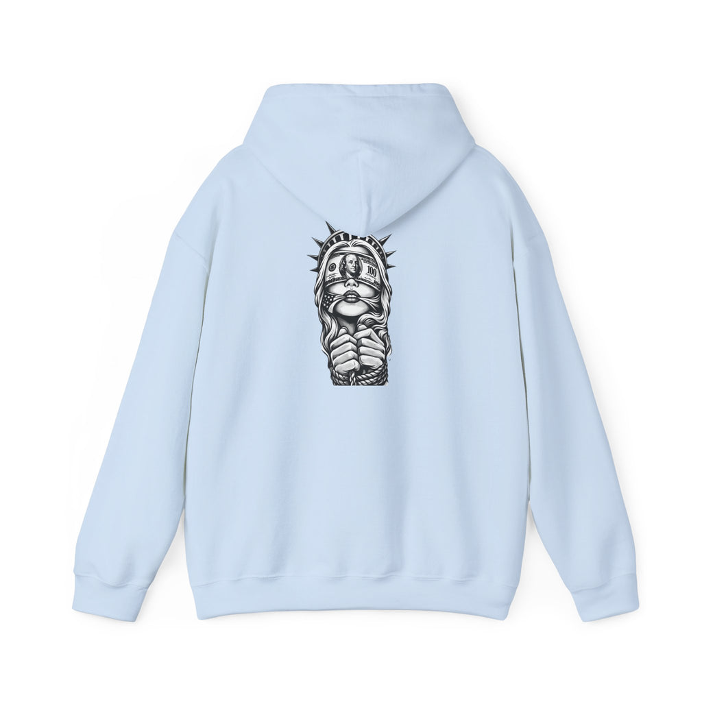 Statue of Liberty Prayer Hands Hoodie — Gothic Liberty Graphic Sweatshirt