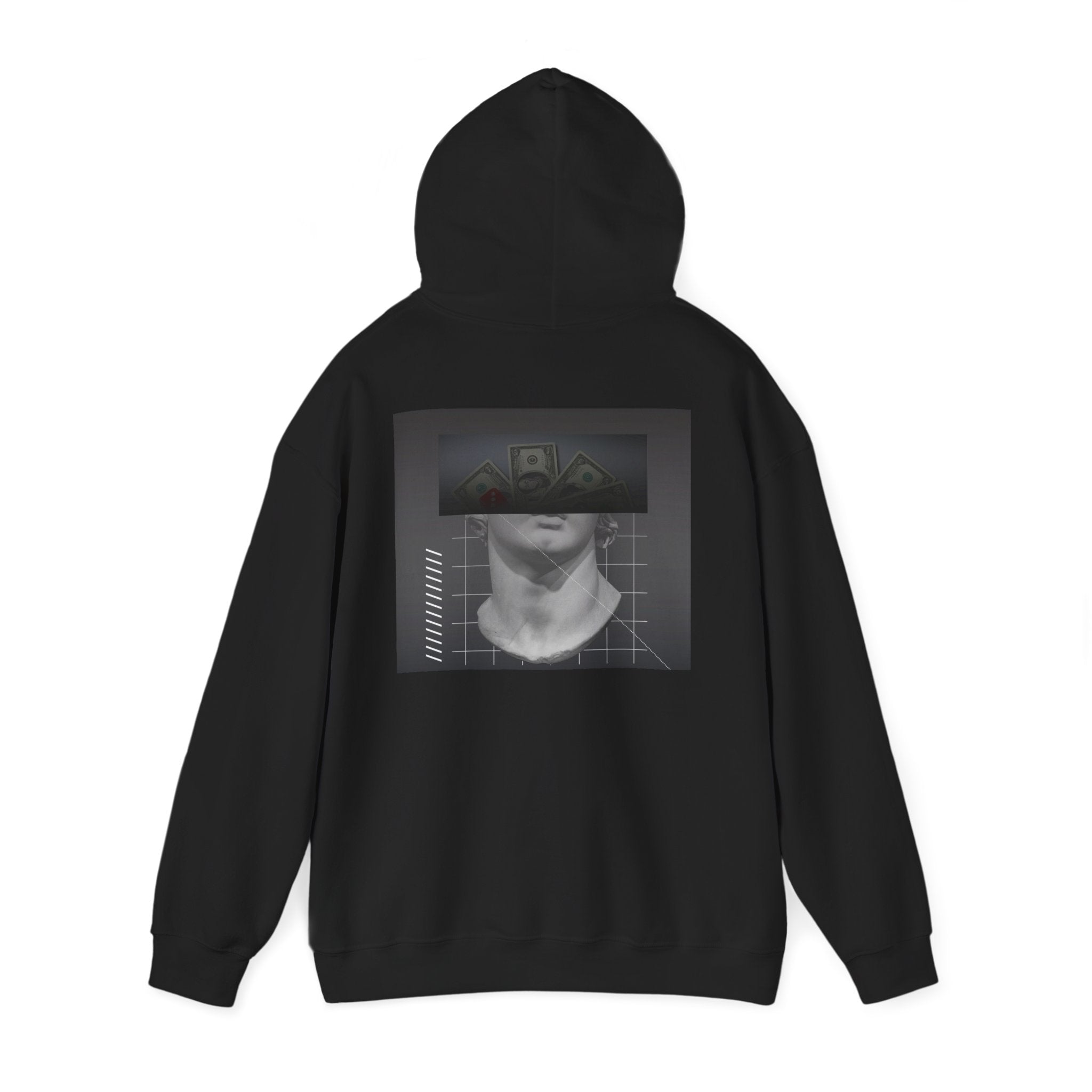 Graphic Hoodie — Black & White Glitch Portrait Hoodie