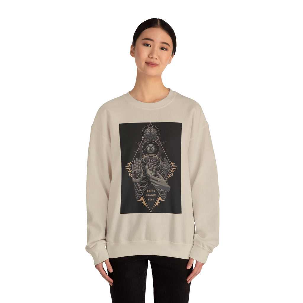 Crewneck Sweatshirt — Occult Skeleton Eye Graphic