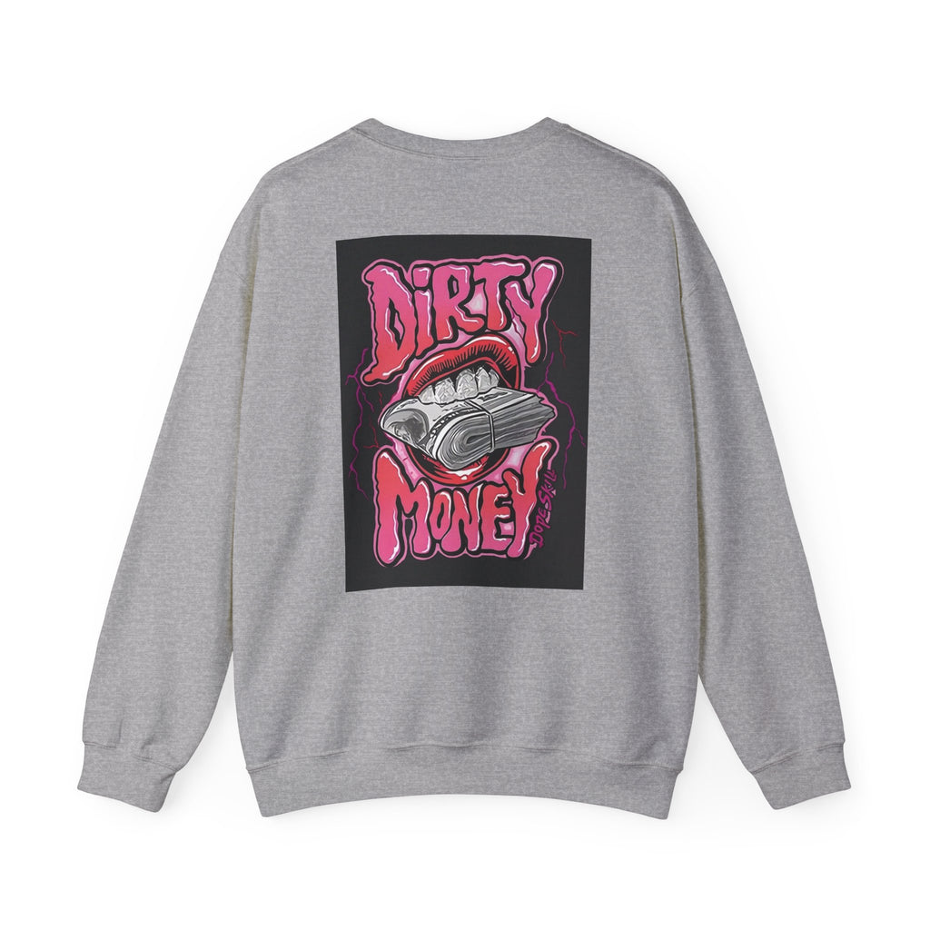 Dirty Money Crewneck Sweatshirt – Retro Graphic Money & Lips Design