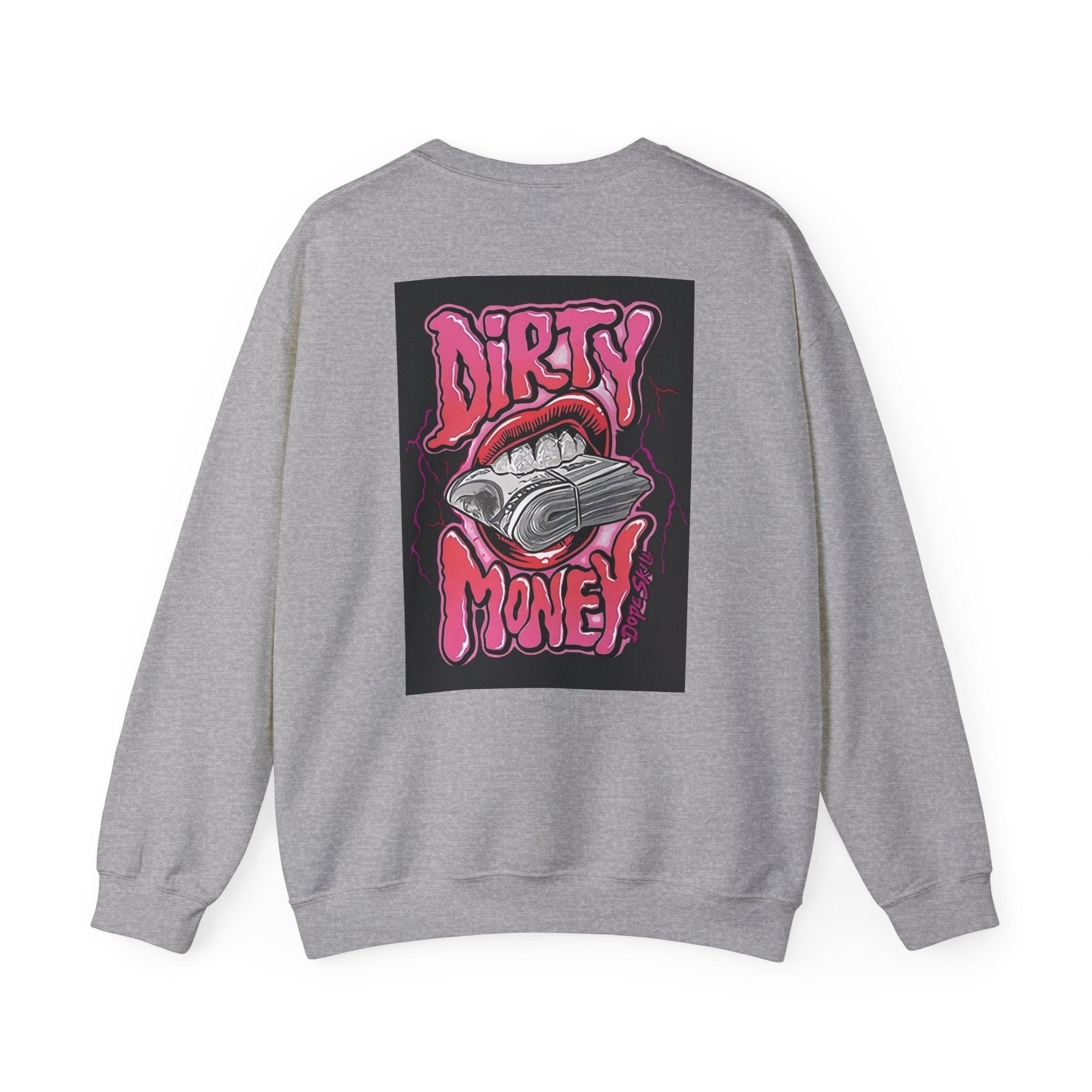 Dirty Money Crewneck Sweatshirt – Retro Graphic Money & Lips Design