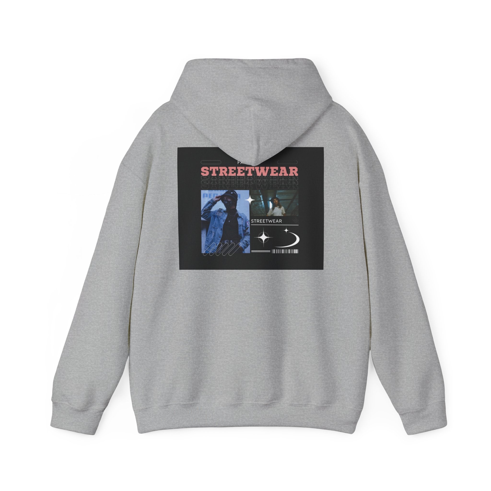 Streetwear Graphic Hoodie — Vintage Noir Collage "STREETWEAR" Design