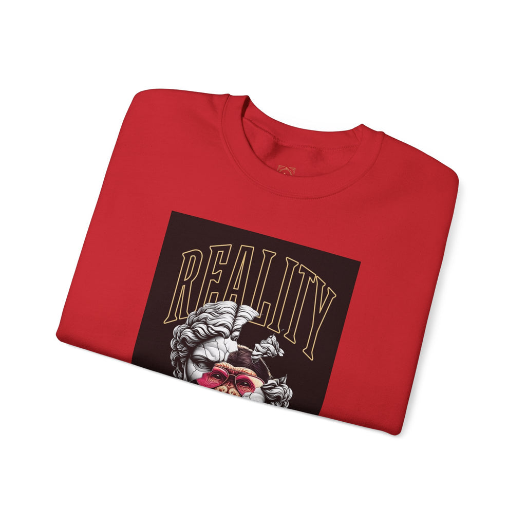 Crewneck Sweatshirt — "Reality Hides Behind The Mask" Graphic Pullover