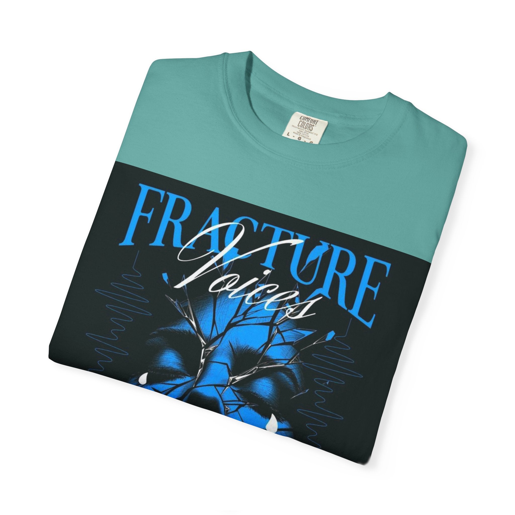 Graphic T-Shirt — "Fracture Voices" Blue Face Design (Back "Legaciess" Logo)