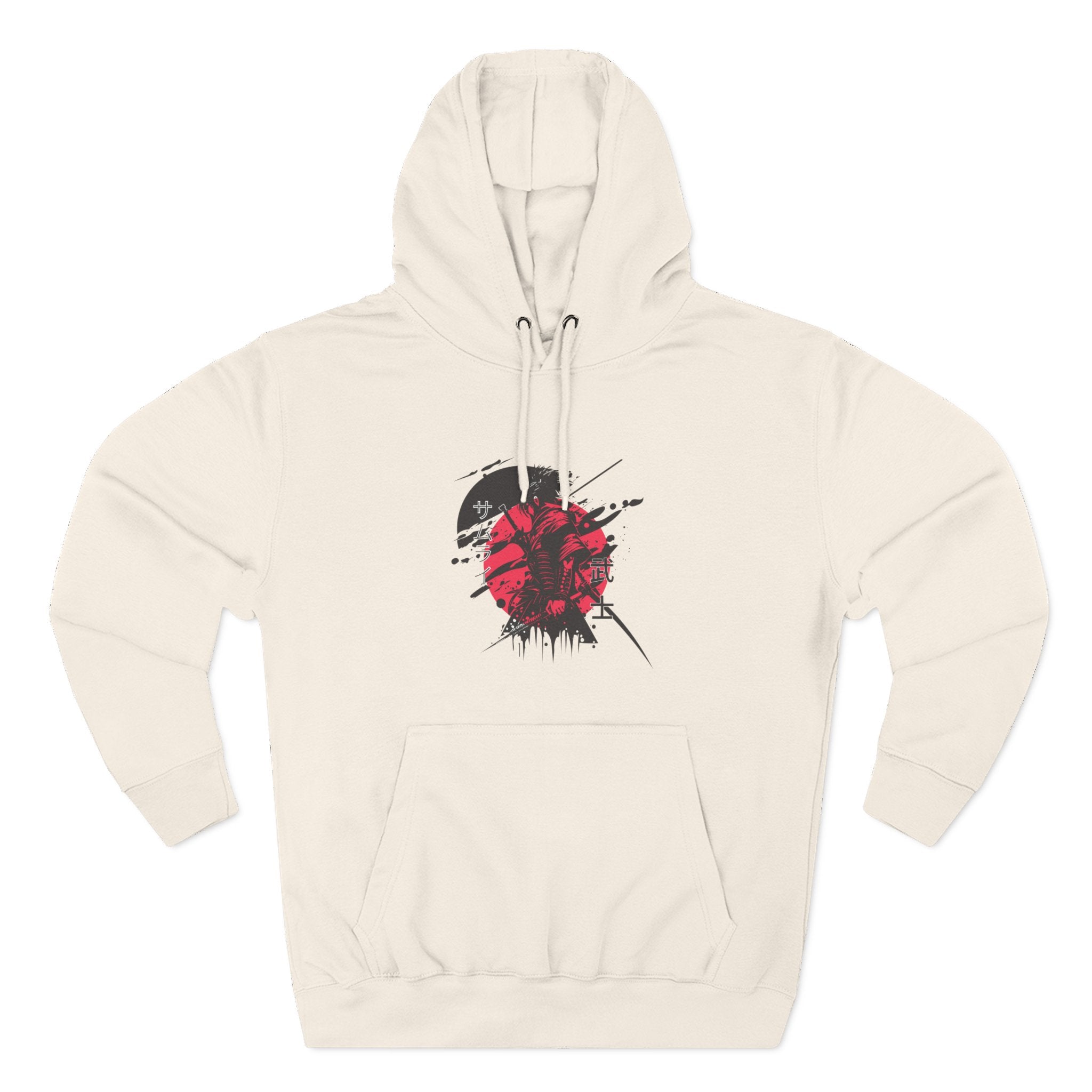 Grunge Rising Hoodie — Red Sun Graphic Fleece Hoodie
