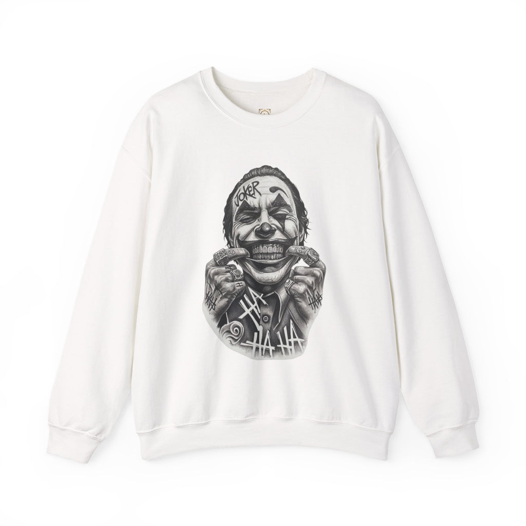 Joker Smile Crewneck Sweatshirt — Grinning Clown Graphic Pullover
