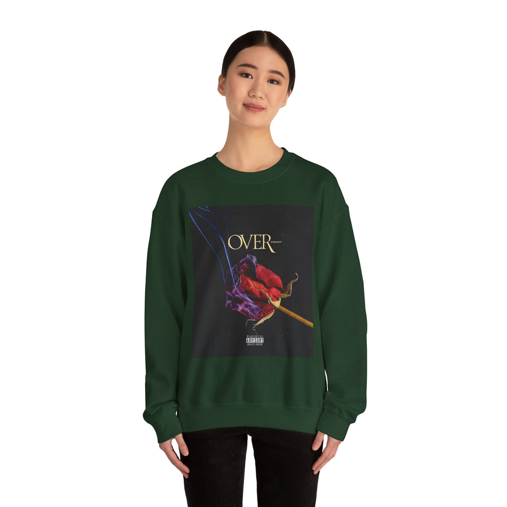 Crewneck Sweatshirt - "OVER" Rose Graphic with Legaciess Gold Logo