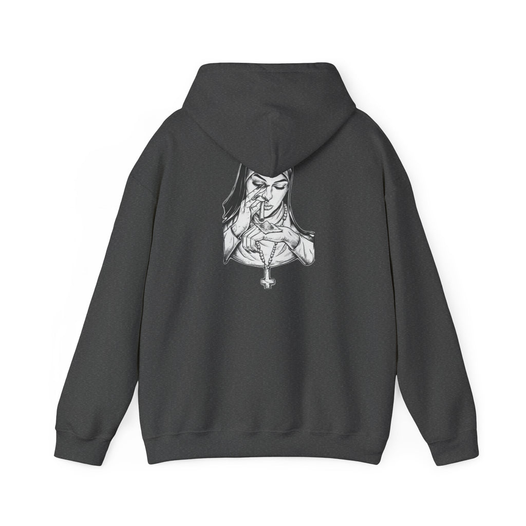 Praying Nun Graphic Hoodie – Gothic Religious Illustration Sweatshirt