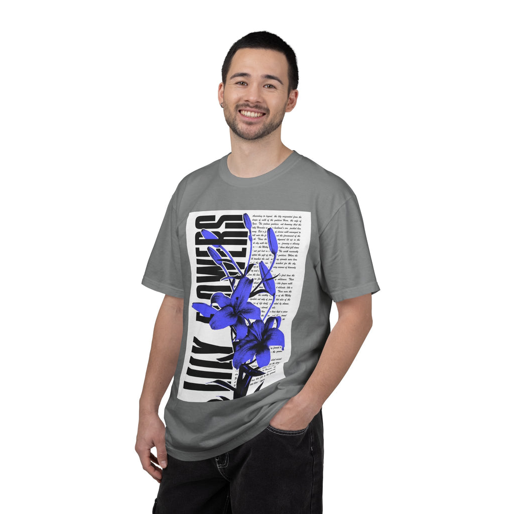 Floral Legacy Graphic T-Shirt — Bold Blue Orchid Design