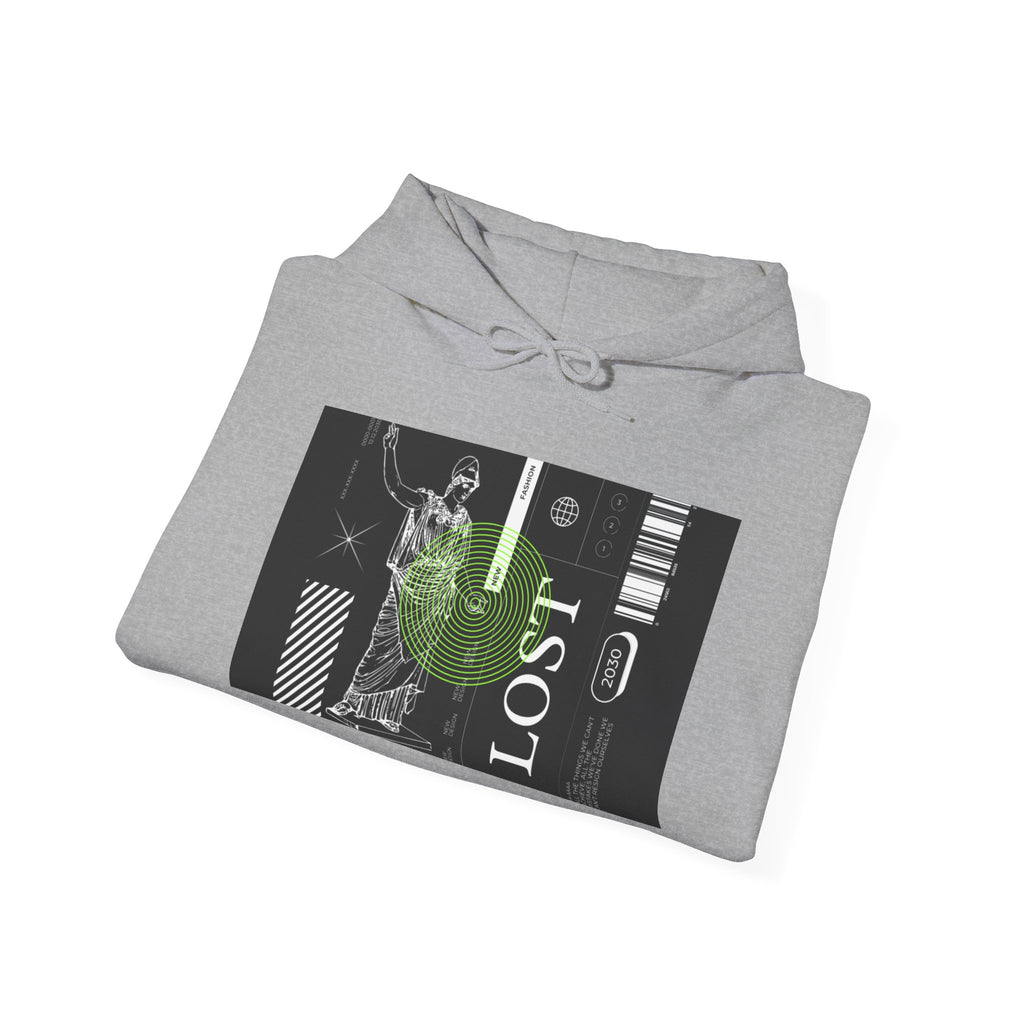 Lost World Hoodie — Vaporwave Glitch Graphic Pullover
