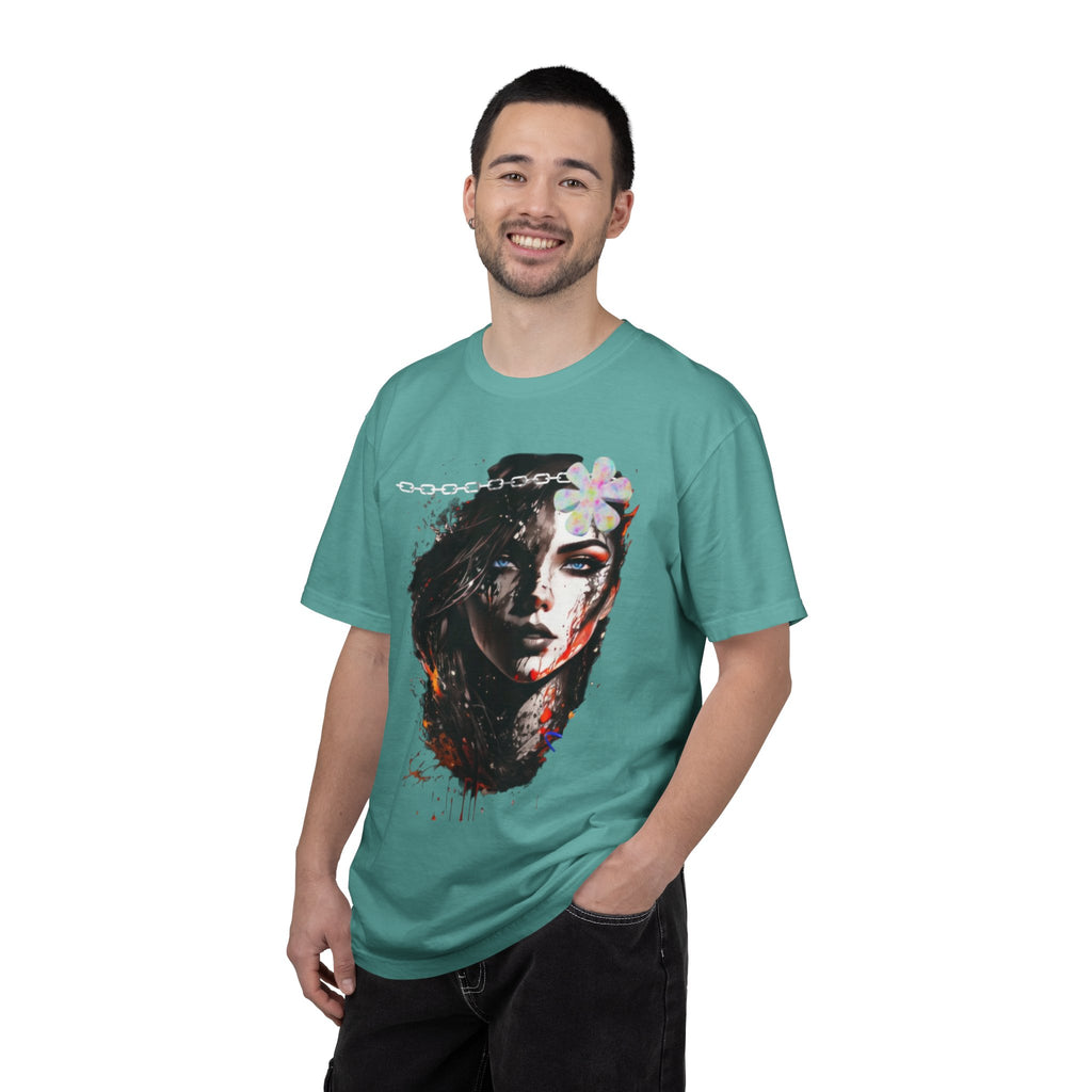 Artistic Femme Portrait T-Shirt — Watercolor Floral Face Graphic Tee