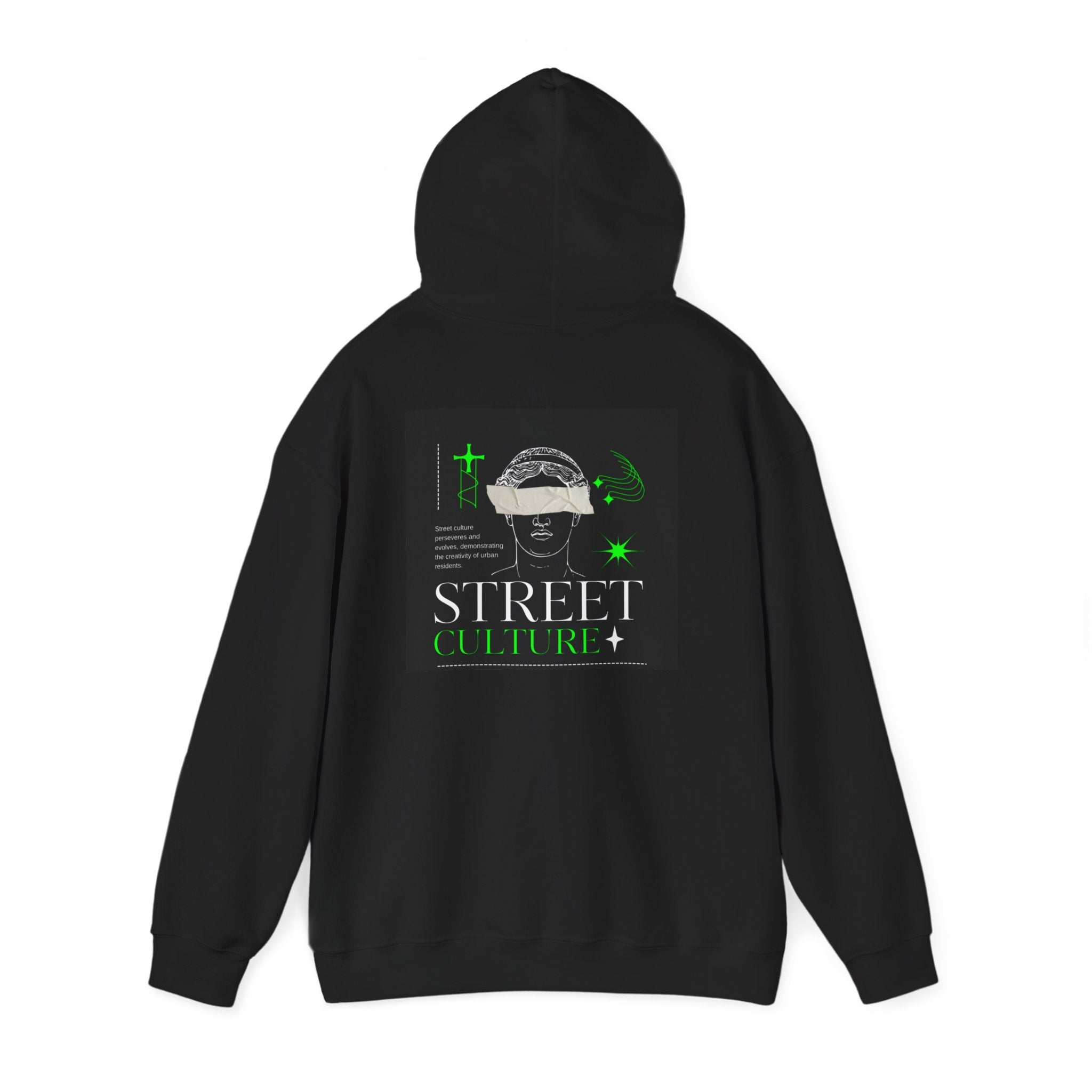 Street Culture Hoodie — Neon Green Graphic Urban Skull Sweatshirt