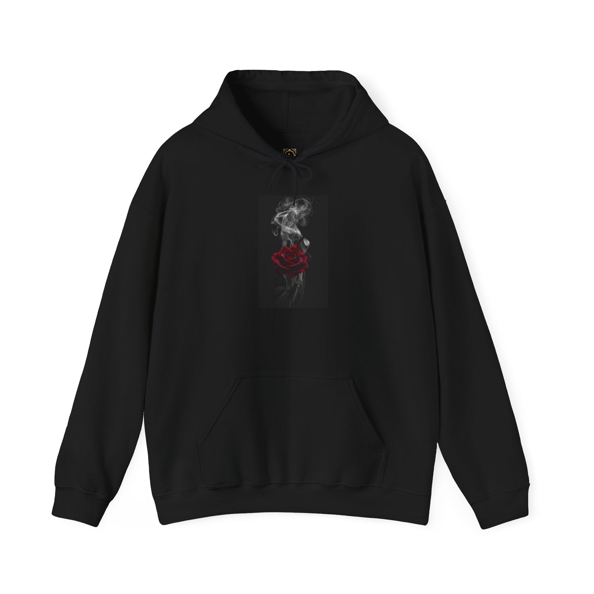 Smoky Red Rose Hoodie — Gothic Floral Hooded Sweatshirt