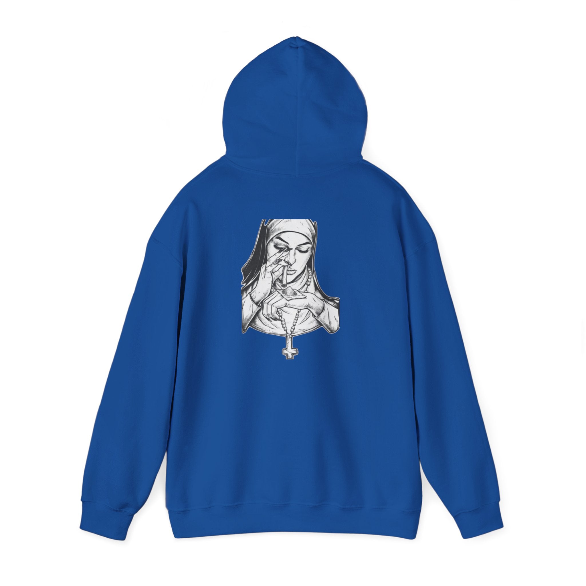 Praying Nun Graphic Hoodie – Gothic Religious Illustration Sweatshirt