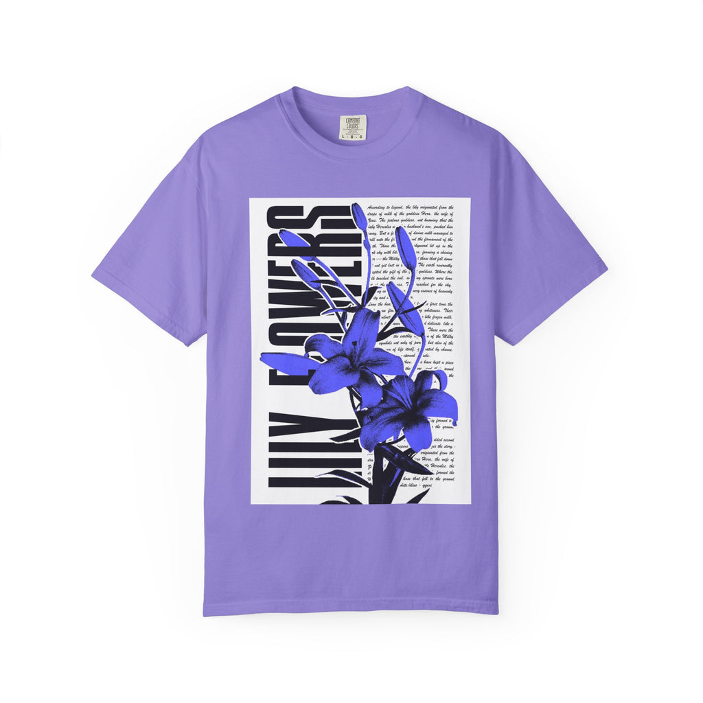Floral Legacy Graphic T-Shirt — Bold Blue Orchid Design