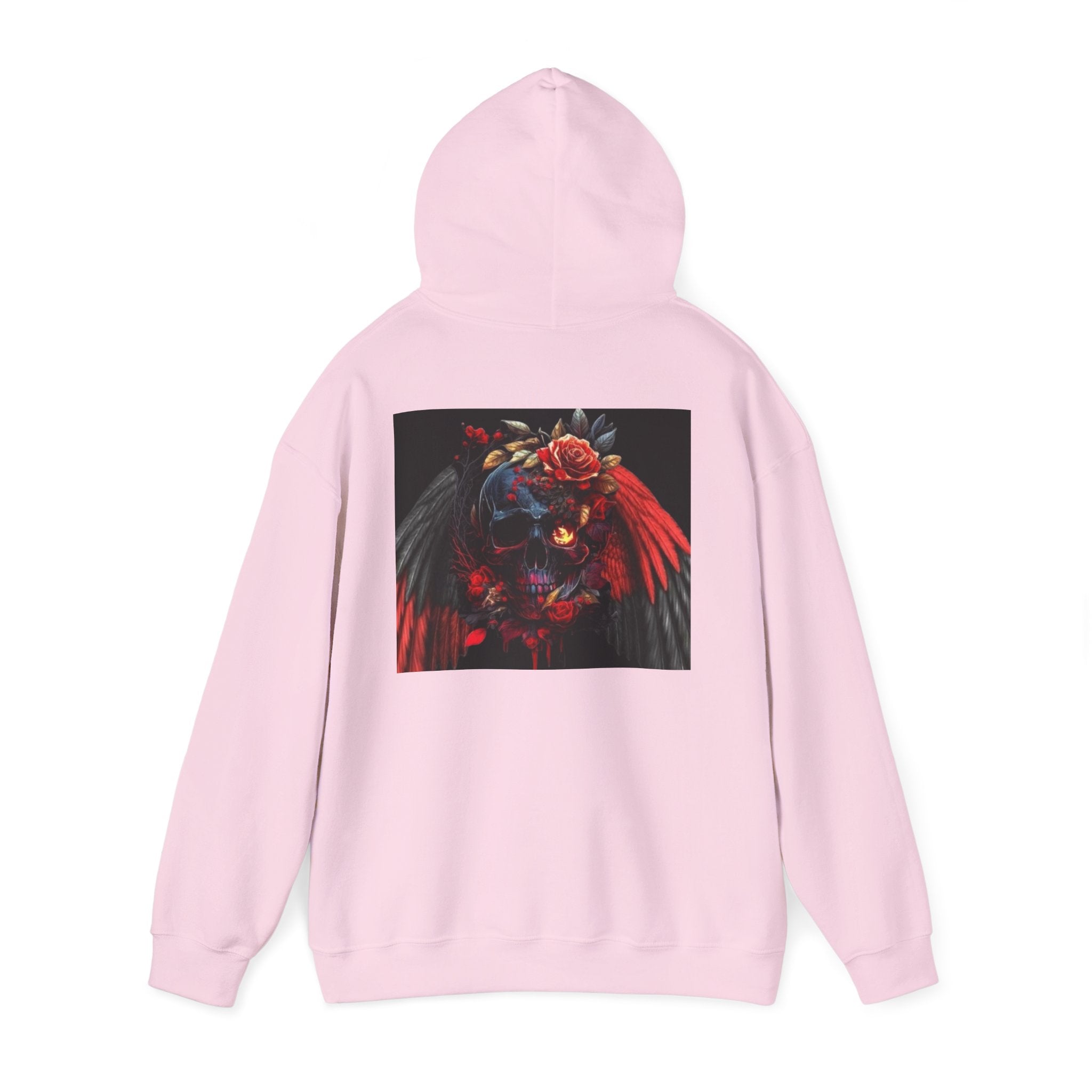 Skull Rose Wings Hoodie — Gothic Floral Skull Pullover