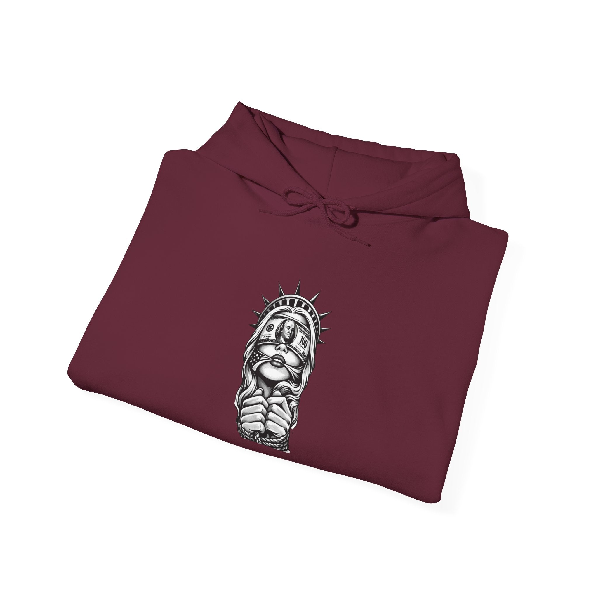 Statue of Liberty Prayer Hands Hoodie — Gothic Liberty Graphic Sweatshirt