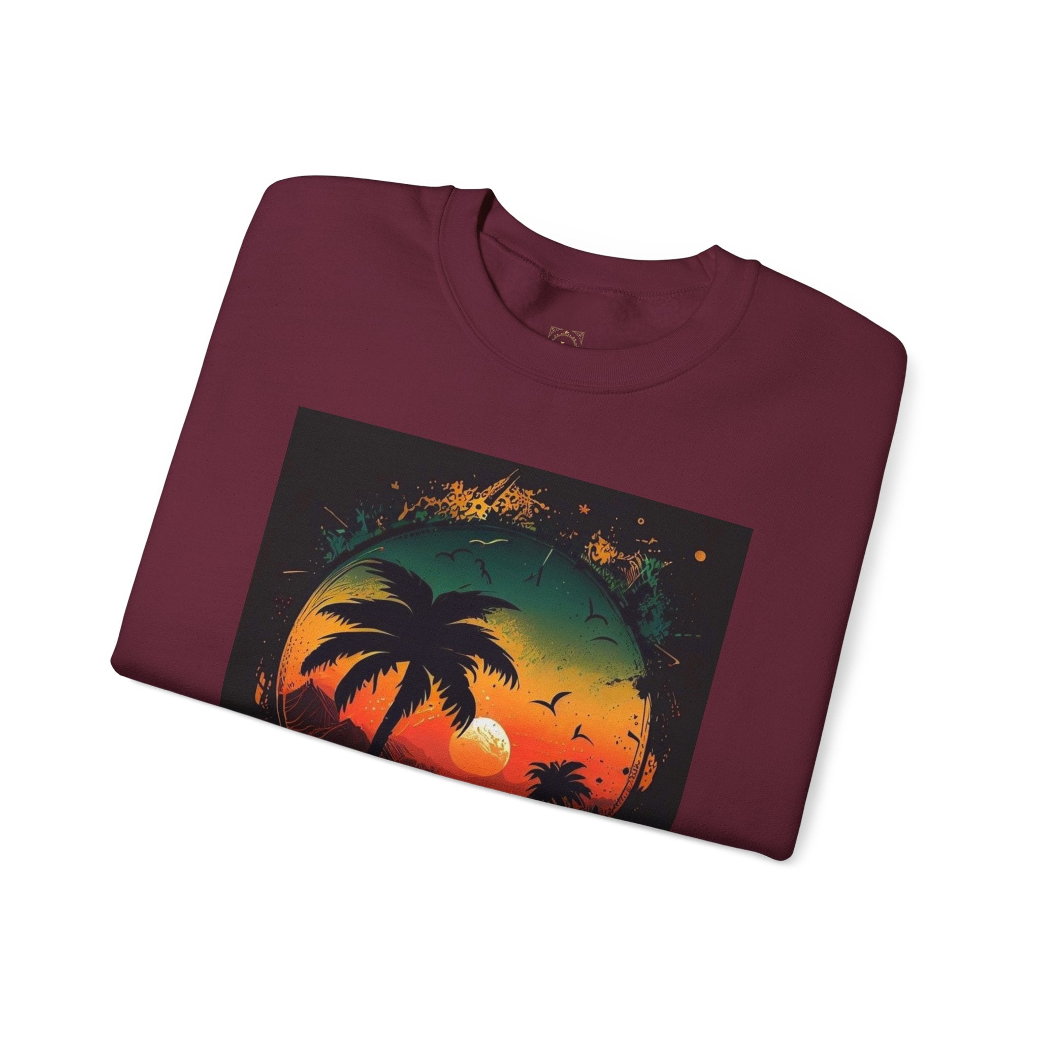 Sunset Island Sweatshirt — Tropical Palm Sunset Crewneck