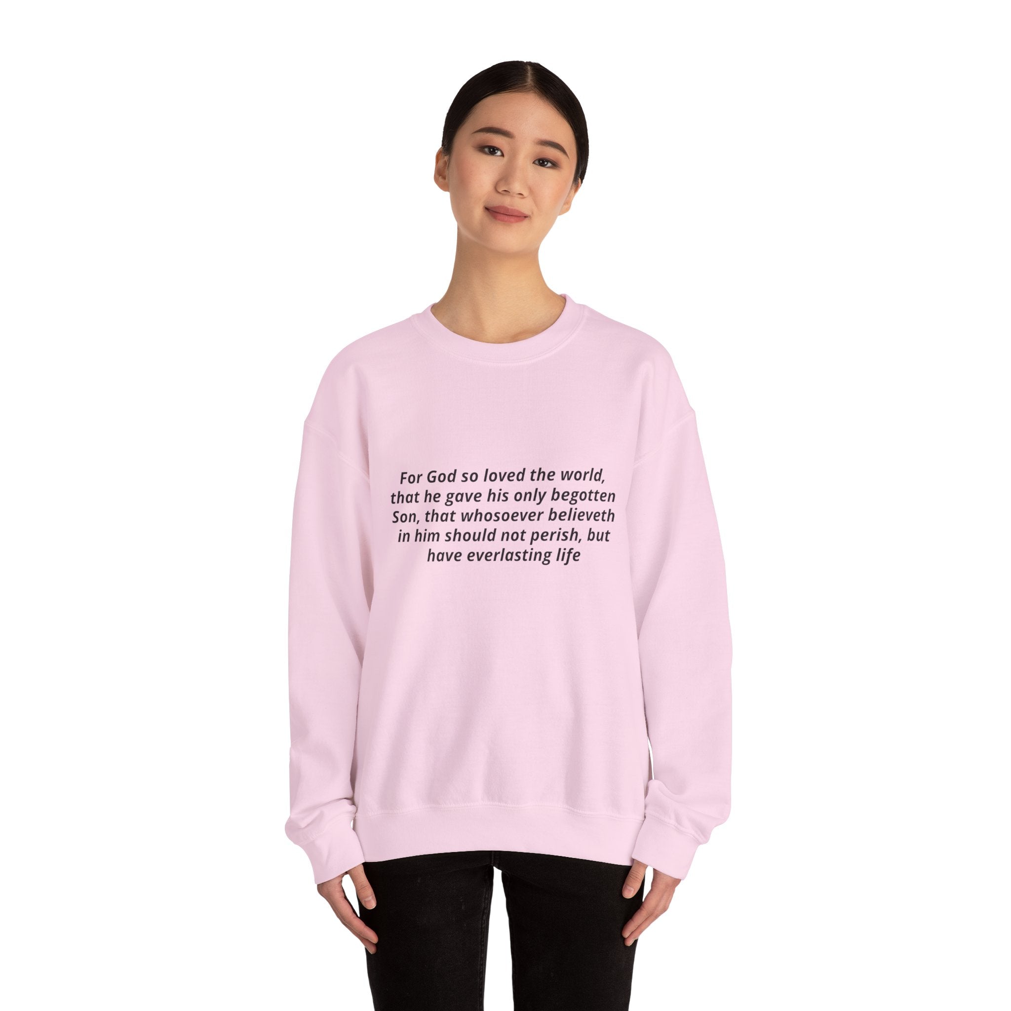 Christian Crewneck Sweatshirt – John 3:16 Scripture Design "Prophecy Child"