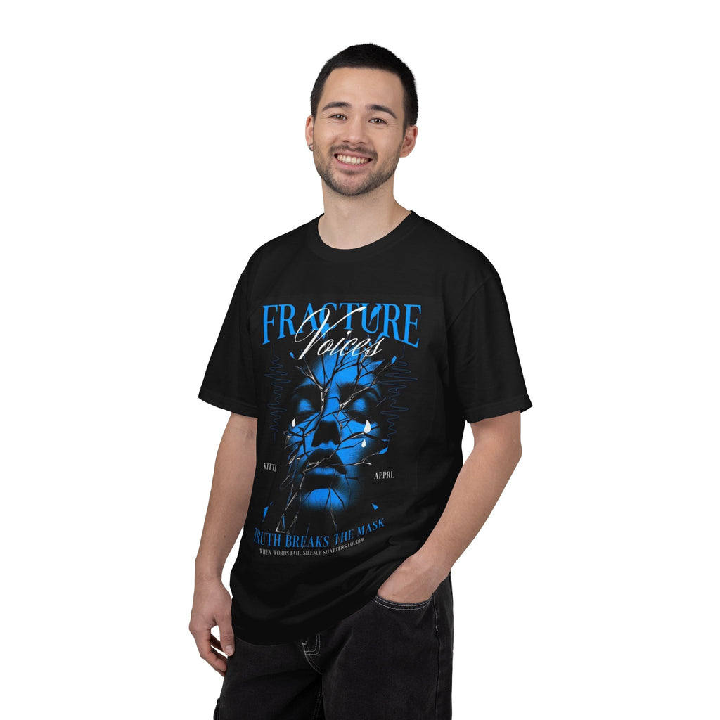 Graphic T-Shirt — "Fracture Voices" Blue Face Design (Back "Legaciess" Logo)