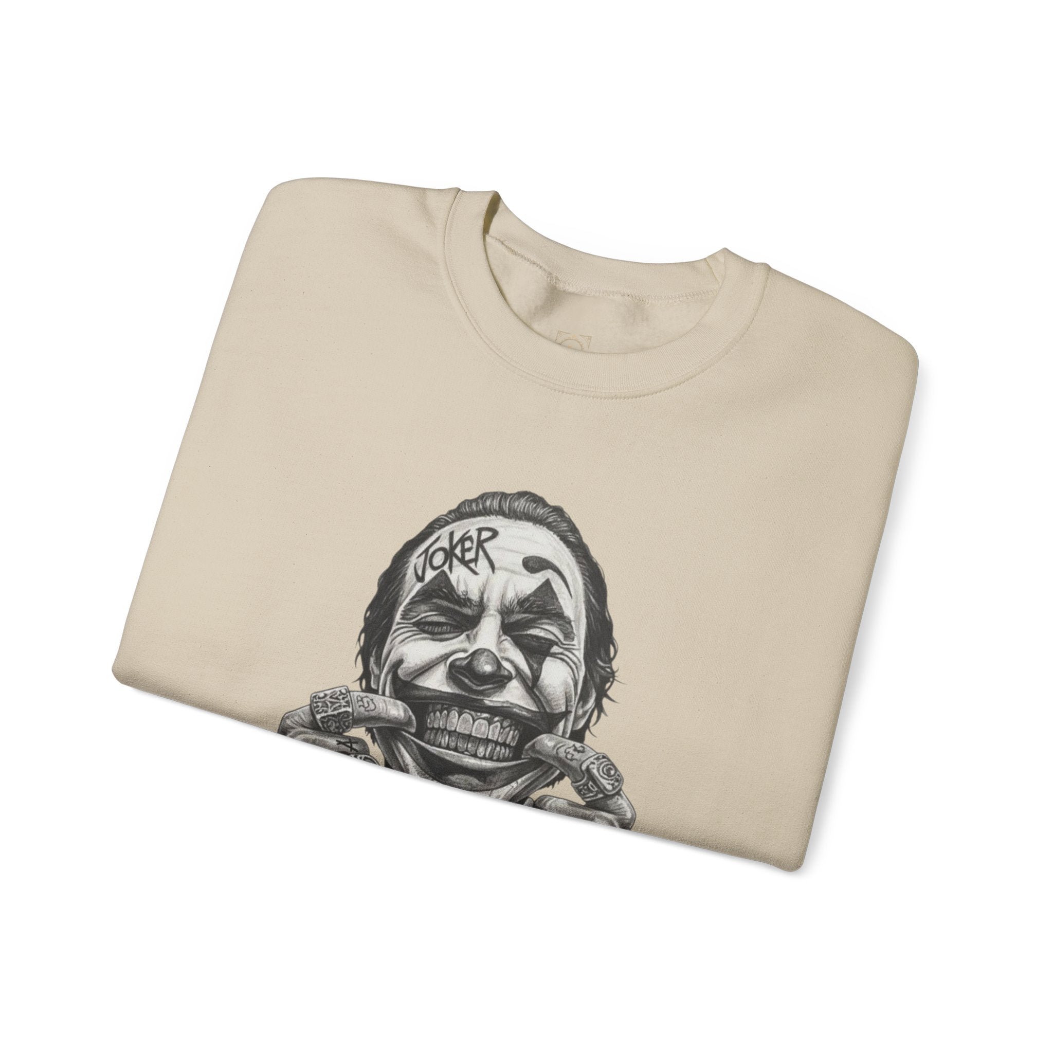 Joker Smile Crewneck Sweatshirt — Grinning Clown Graphic Pullover