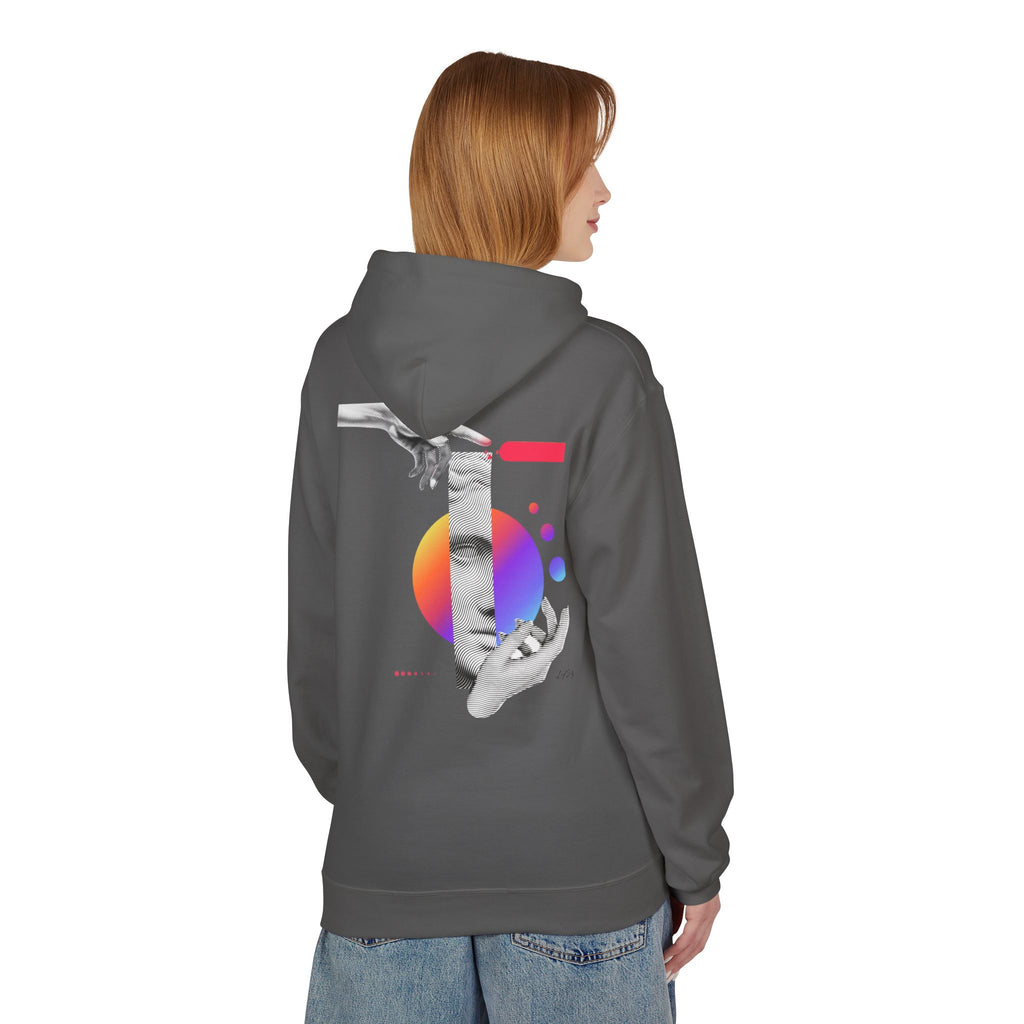Hoodie — Abstract Hands & Gradient Orb Art Sweatshirt