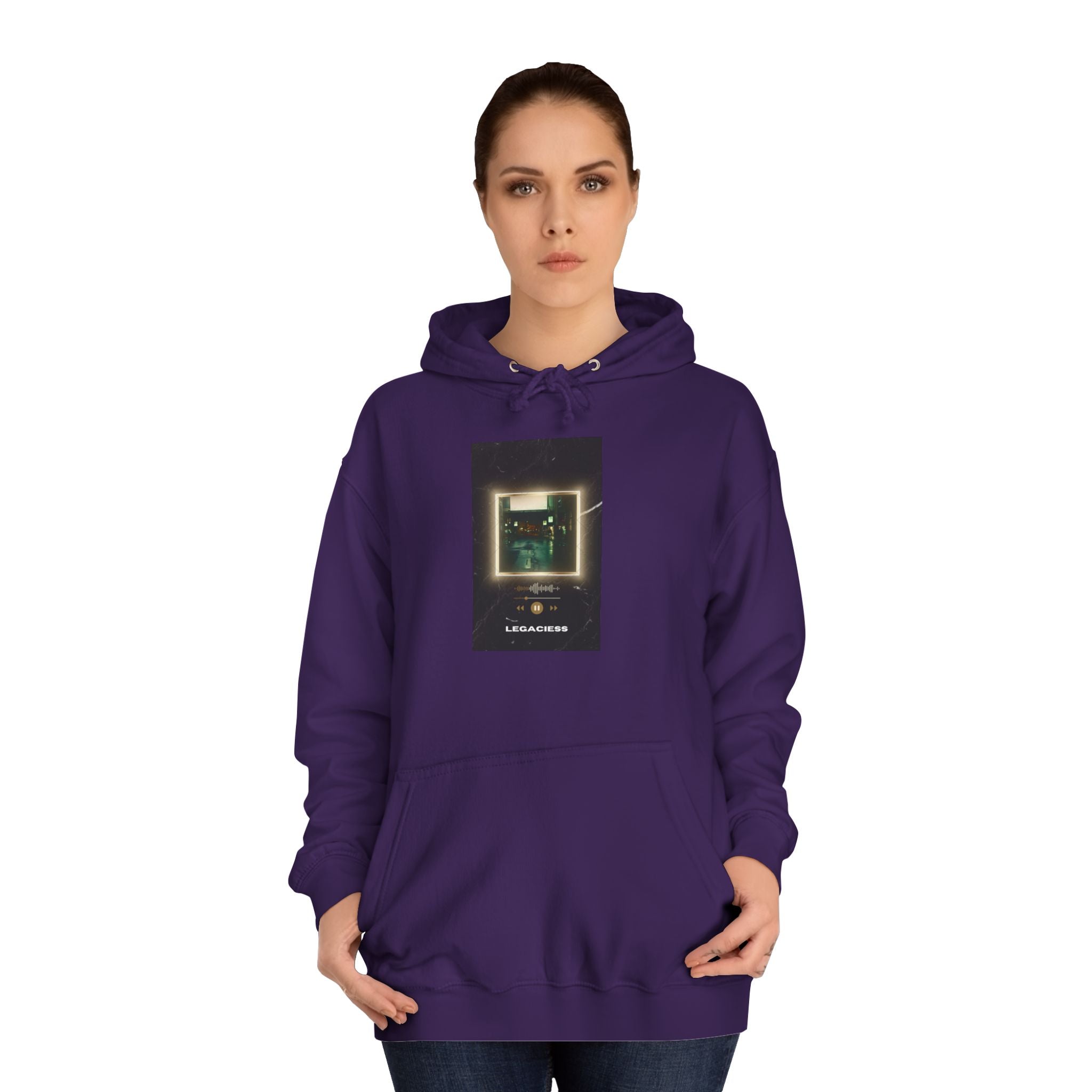 College Hoodie — Retro Neon Square Album Art Design
