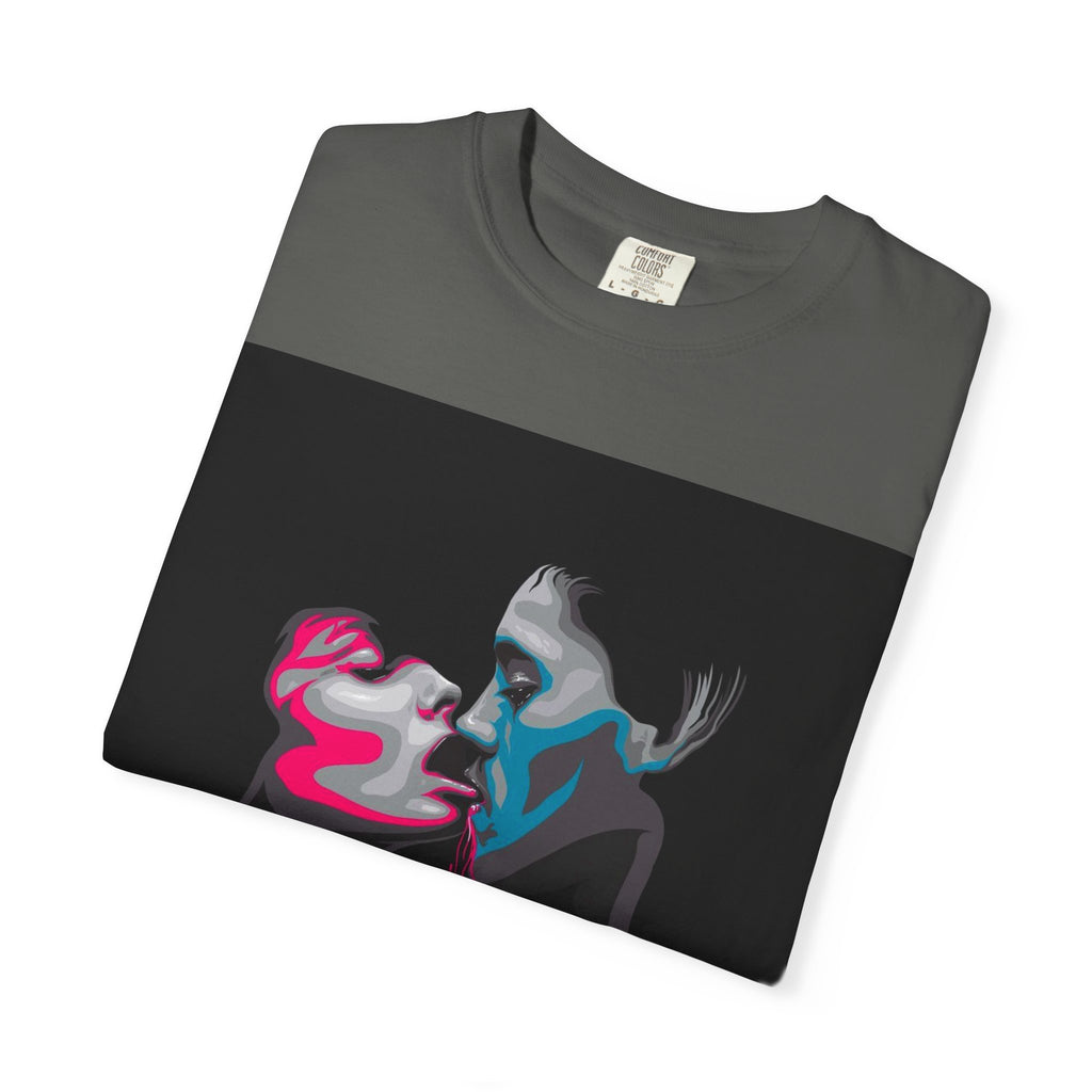 Abstract Neon Kiss T-Shirt — 'Legaciess' Back Logo Graphic Tee