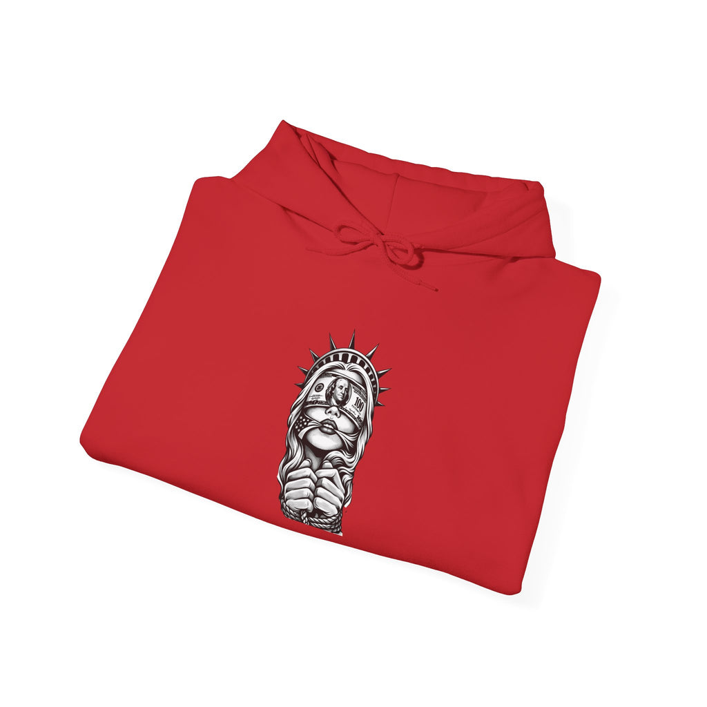 Statue of Liberty Prayer Hands Hoodie — Gothic Liberty Graphic Sweatshirt