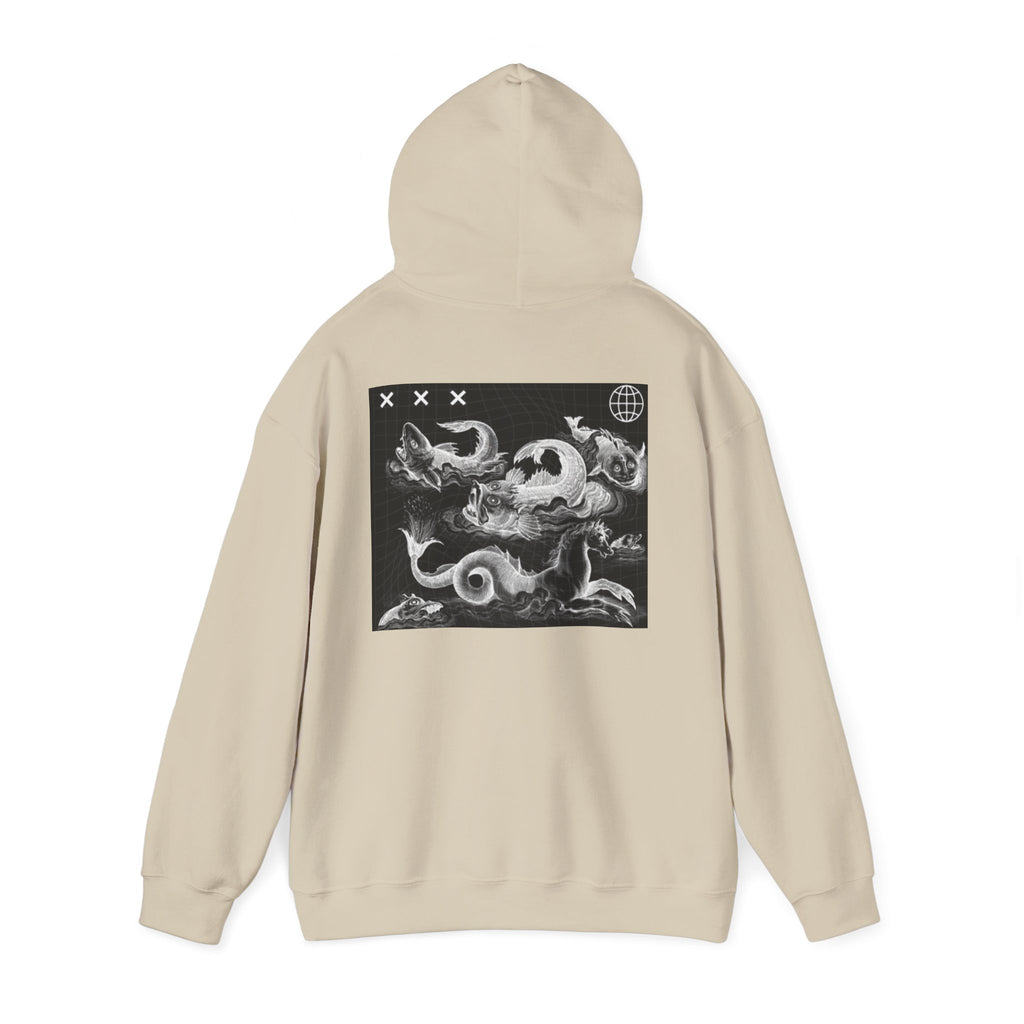 Skull Waves Hoodie — Gothic Nautical Skull Graphic Pullover
