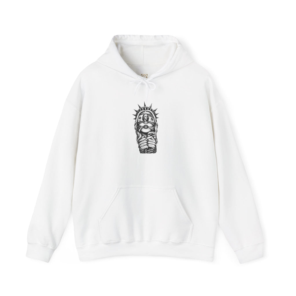 Statue of Liberty Prayer Hands Hoodie — Gothic Liberty Graphic Sweatshirt