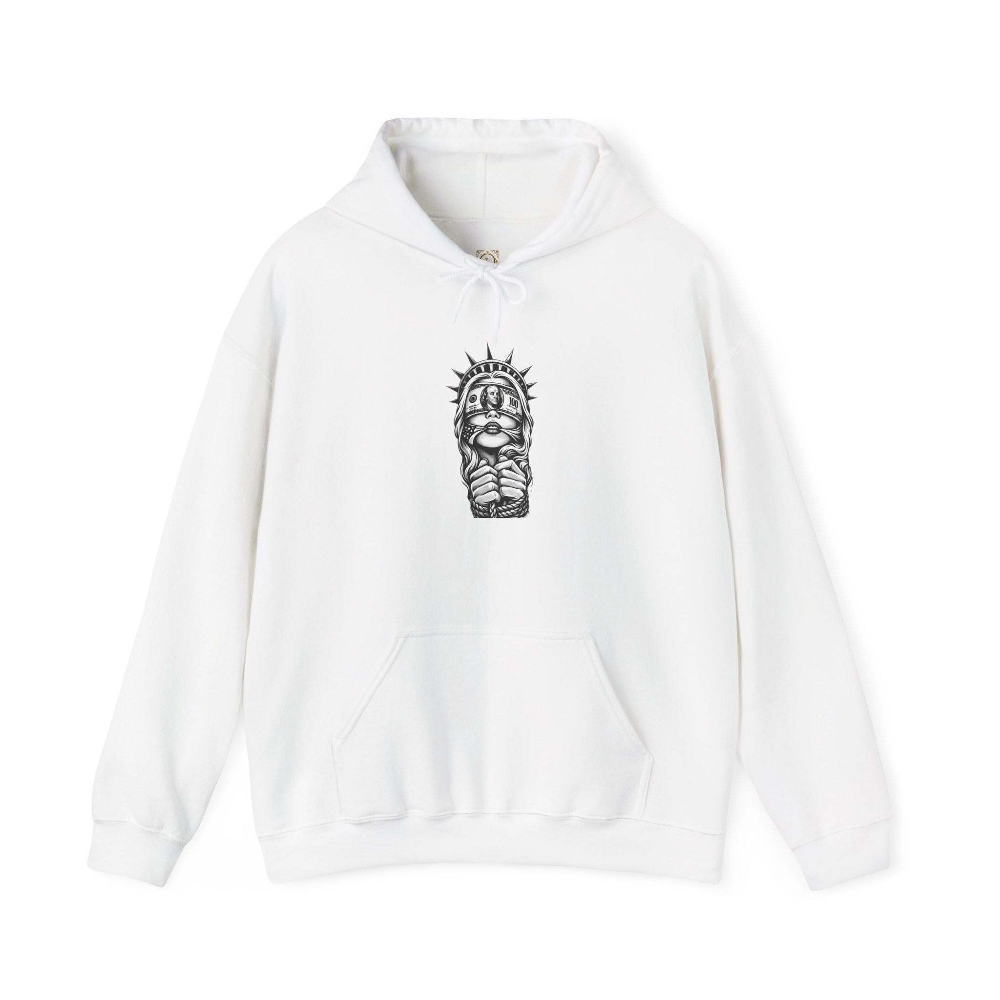 Statue of Liberty Prayer Hands Hoodie — Gothic Liberty Graphic Sweatshirt