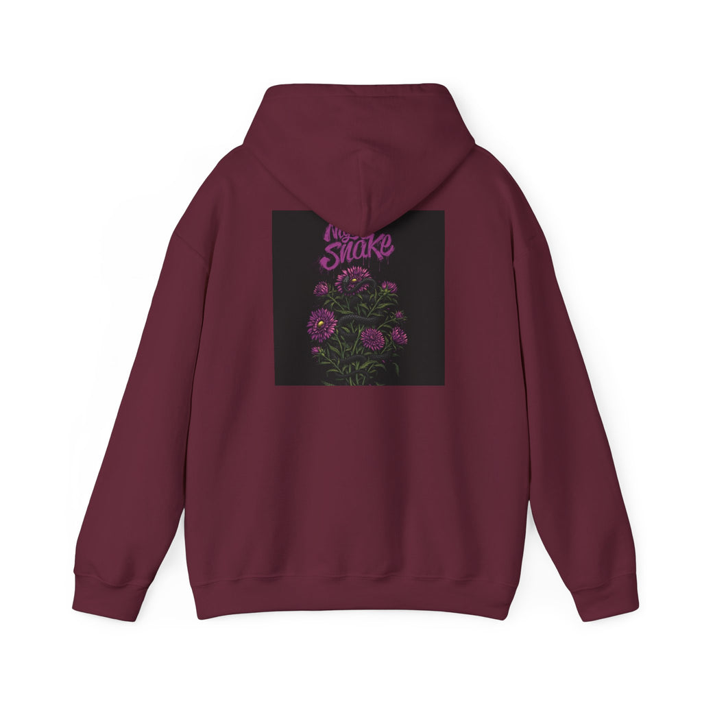 Floral Snake Hoodie — Dark Rose Garden Graphic Sweatshirt