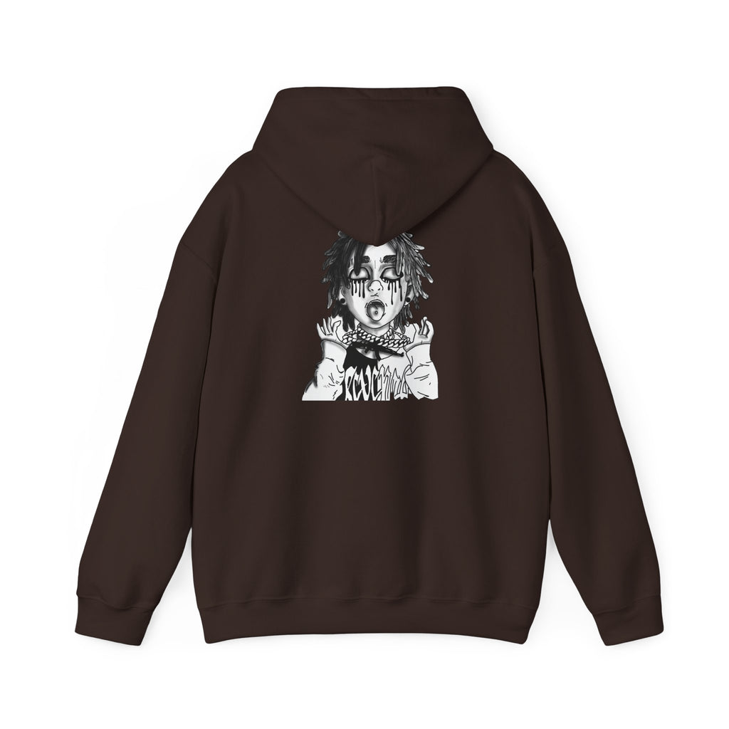 Horror Manga Hoodie — Black & White Creepy Portrait Pullover