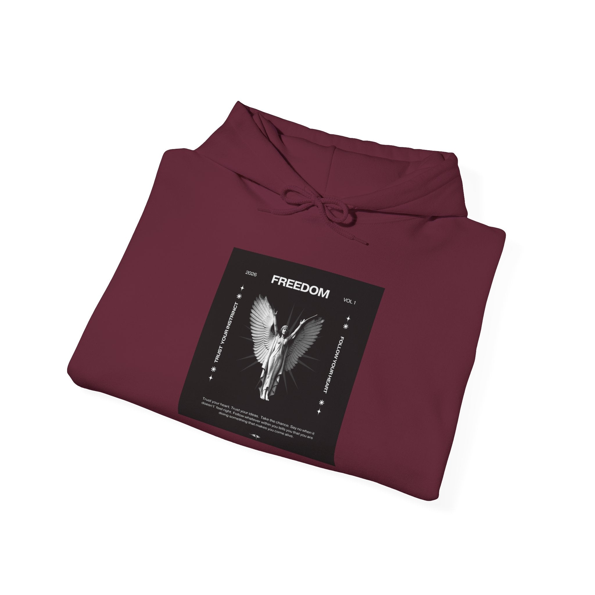 Freedom Angel Hoodie — Gothic Black & White Angel Wings Sweatshirt