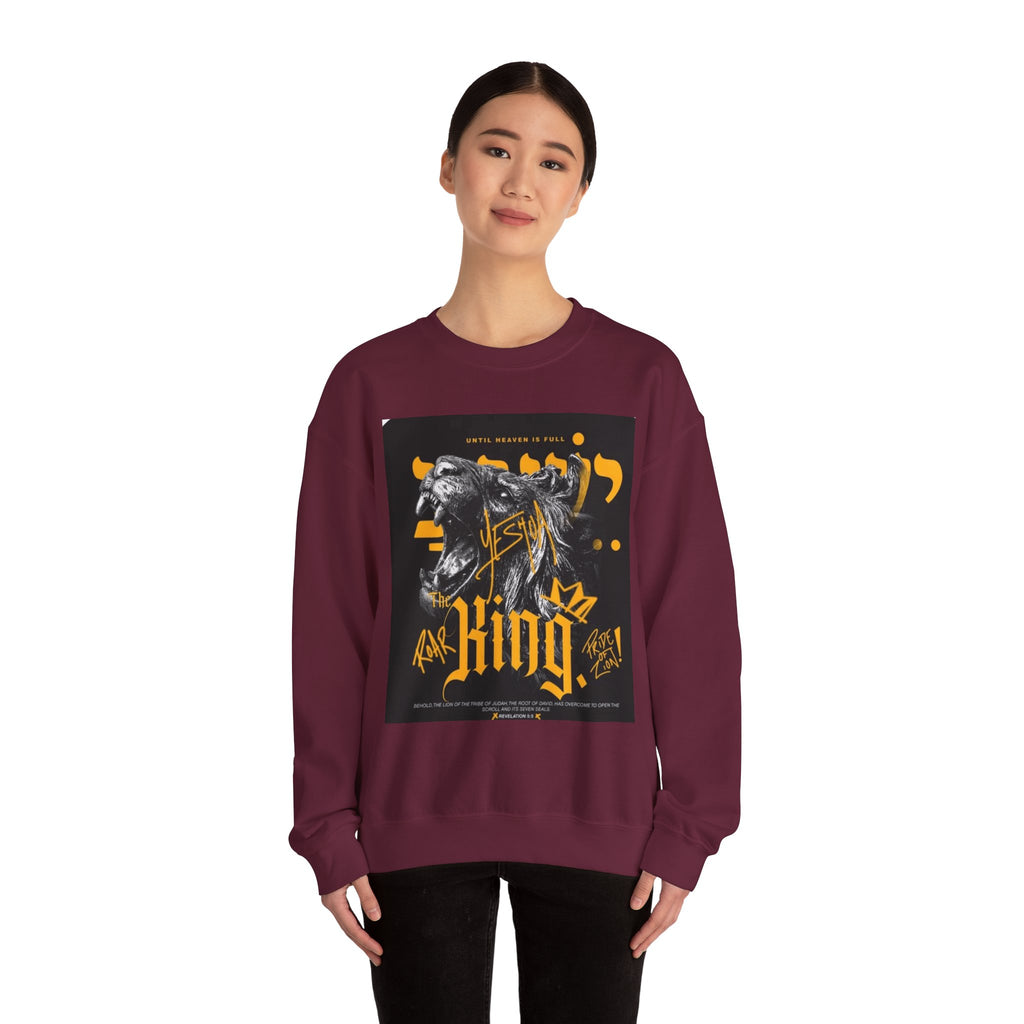 King Lion Crewneck Sweatshirt — 'King' Graphic Pullover for Bold Streetwear