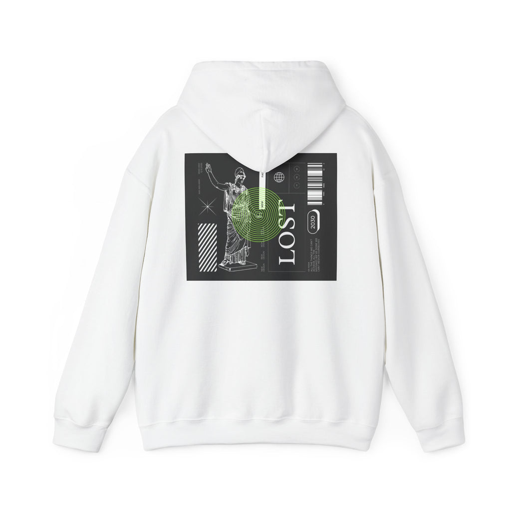 Lost World Hoodie — Vaporwave Glitch Graphic Pullover