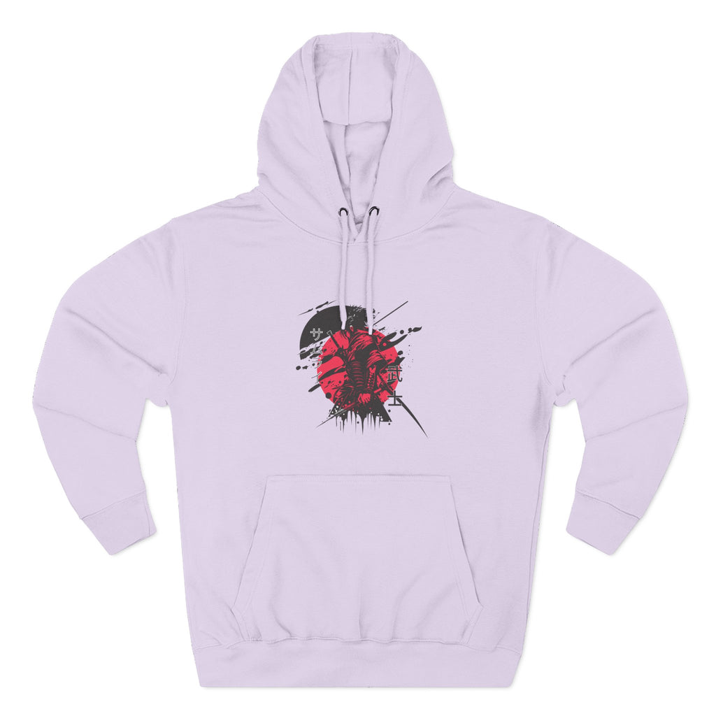 Grunge Rising Hoodie — Red Sun Graphic Fleece Hoodie