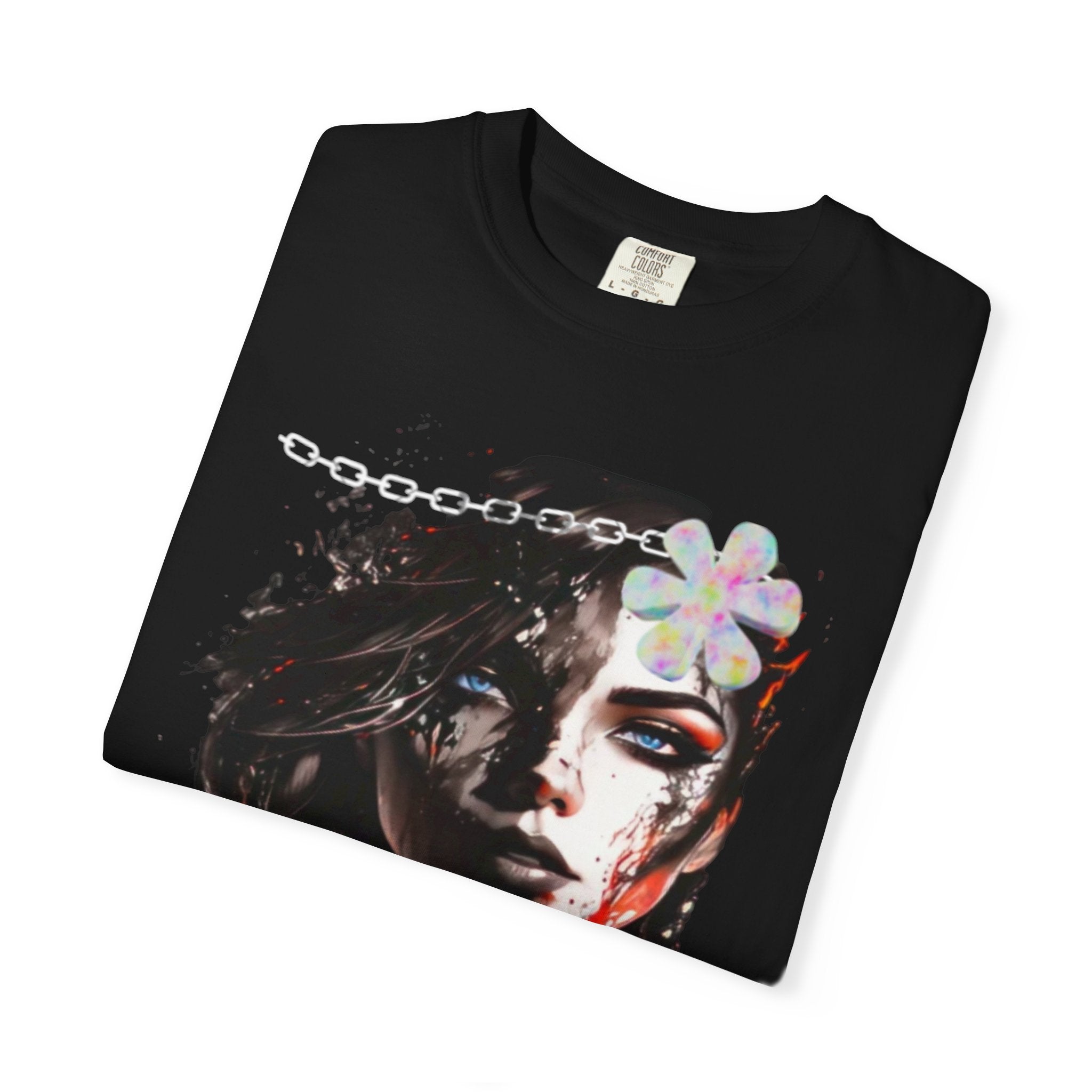 Artistic Femme Portrait T-Shirt — Watercolor Floral Face Graphic Tee