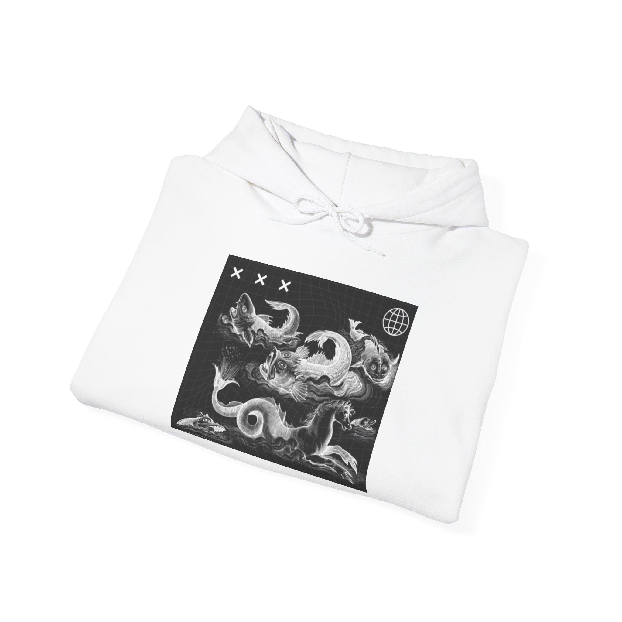 Skull Waves Hoodie — Gothic Nautical Skull Graphic Pullover